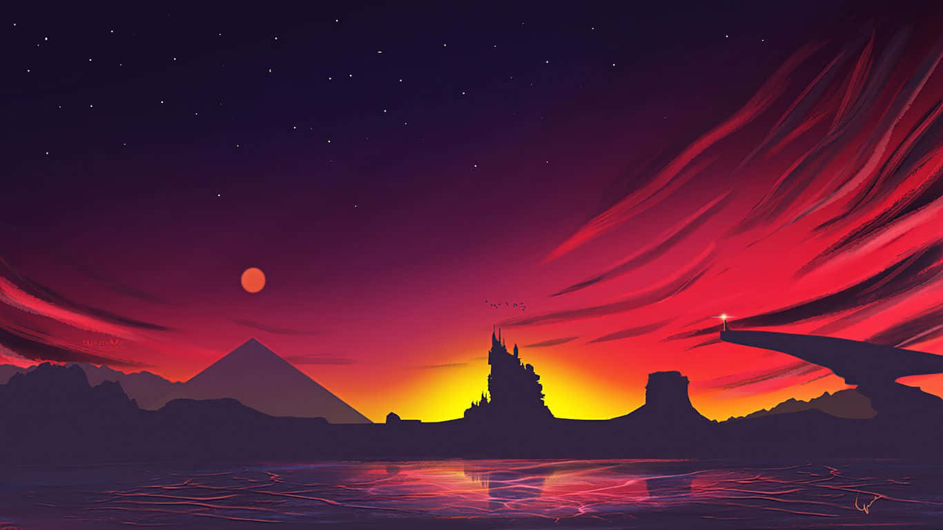 1366x768 minimalist, castle, pyramid, HD Desktop Wallpaper