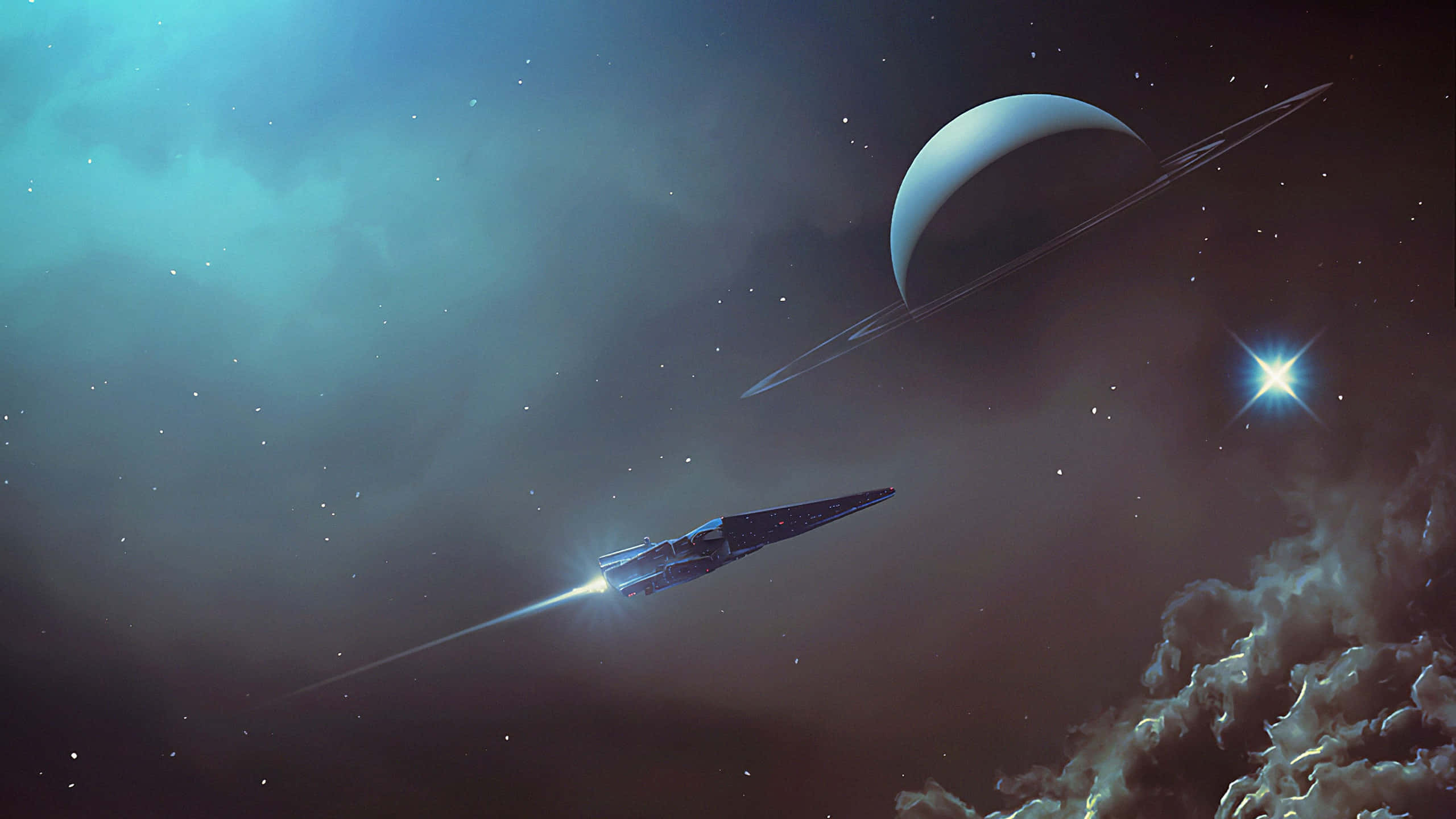 1440p space, cosmic clouds, glowing star, 2K Desktop Wallpaper