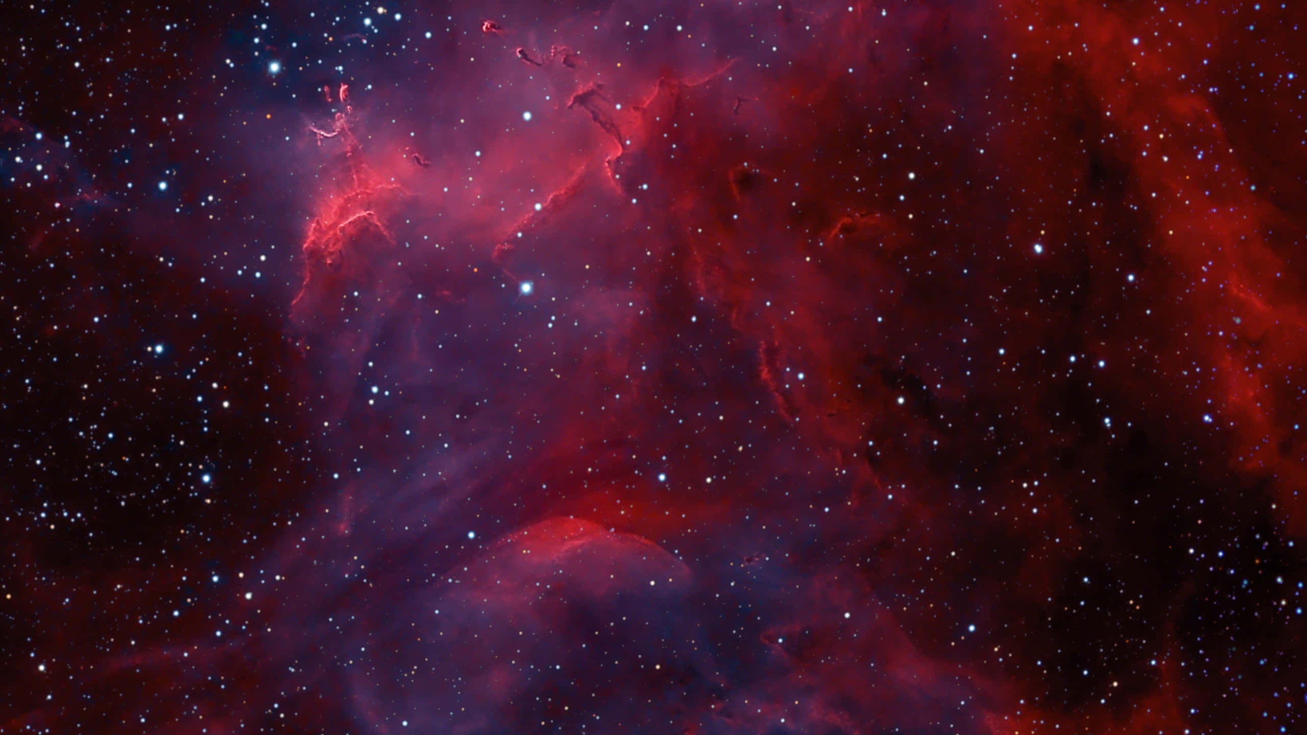 deep space nebula, vibrant red and purple cosmic clouds, countless stars, 2K Desktop Wallpaper