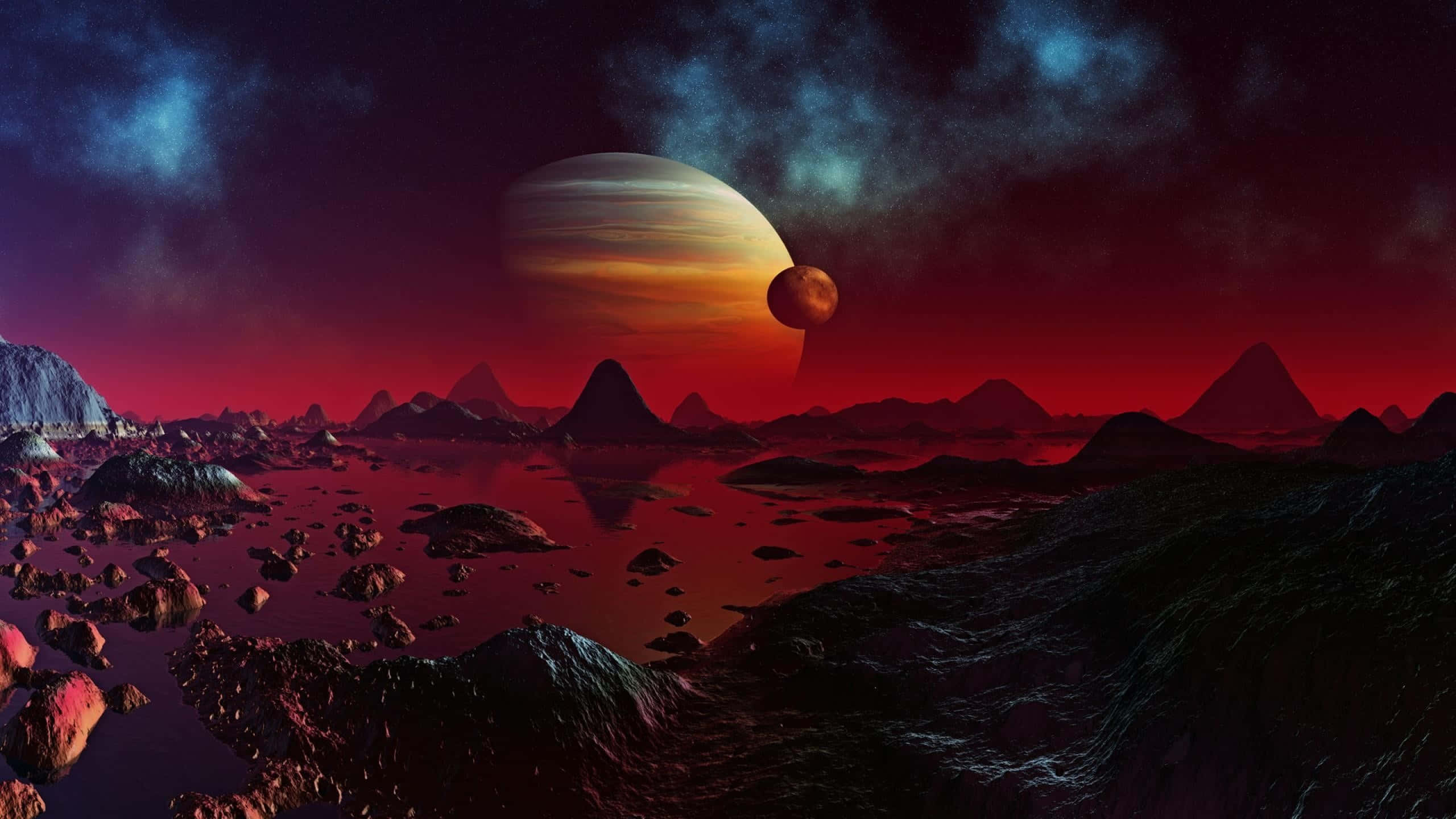 nebula, star cluster, sunset, 2K Desktop Wallpaper