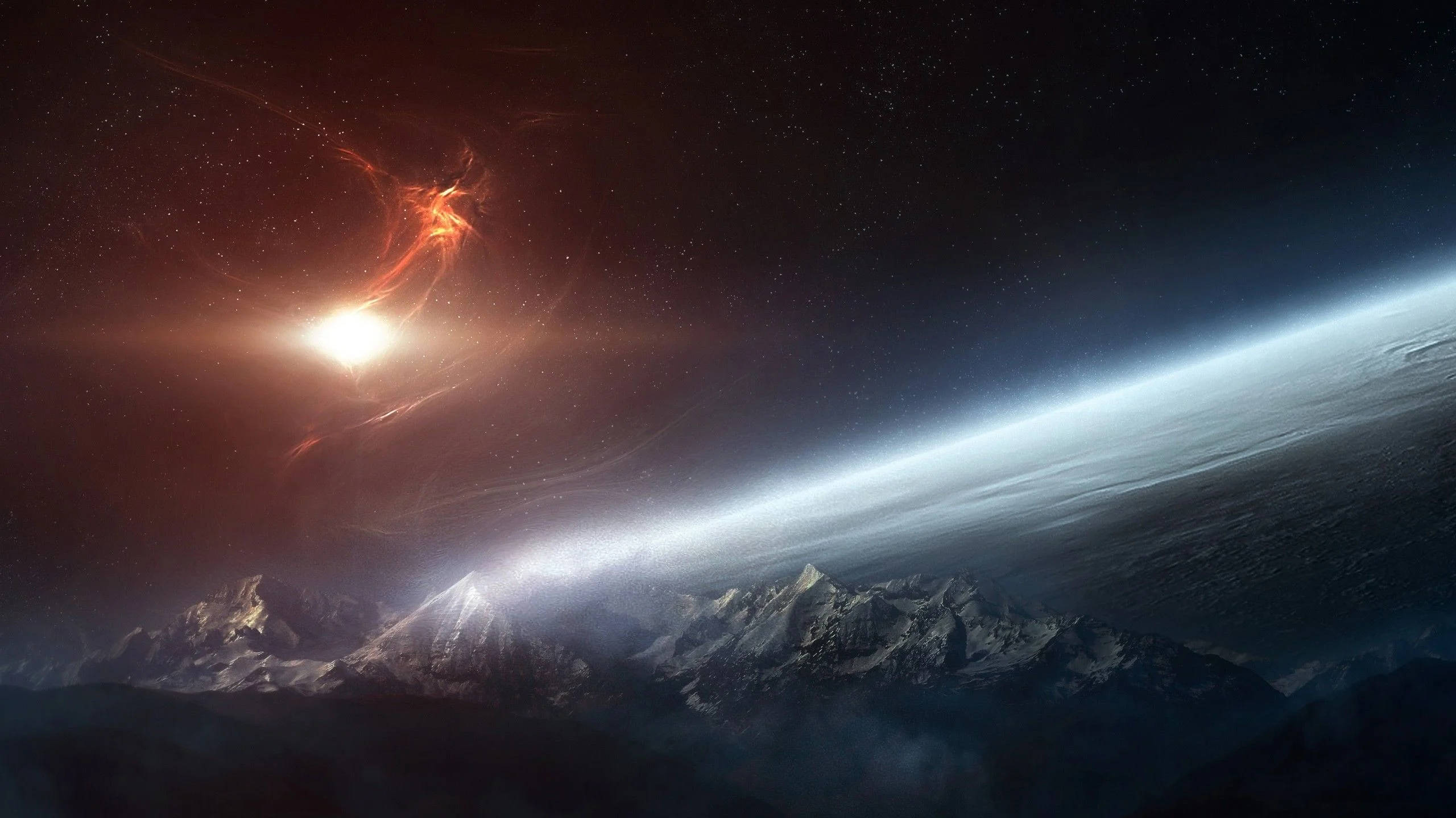 2560x1440, cosmic sky, glowing nebula, 2K Desktop Wallpaper