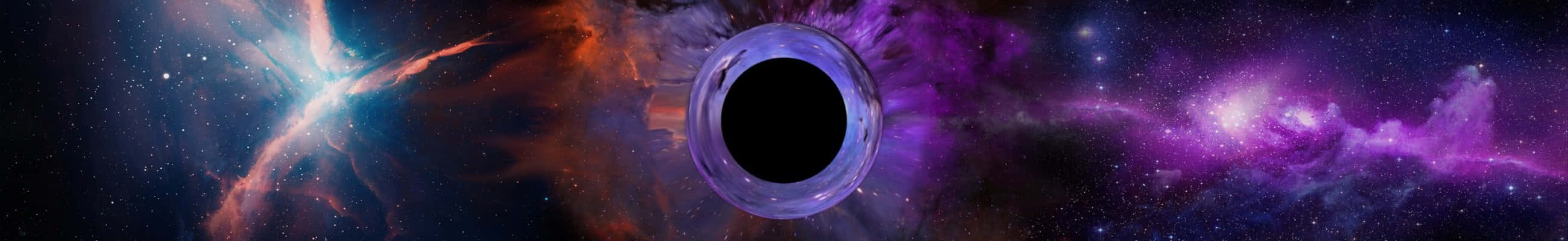black hole, swirling nebulae, vibrant purples blues and oranges, 2K Desktop Wallpaper