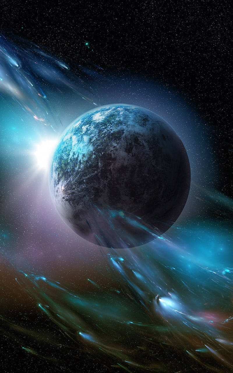 blue planet, swirling clouds, vibrant cosmic nebula, HD Phone Wallpaper