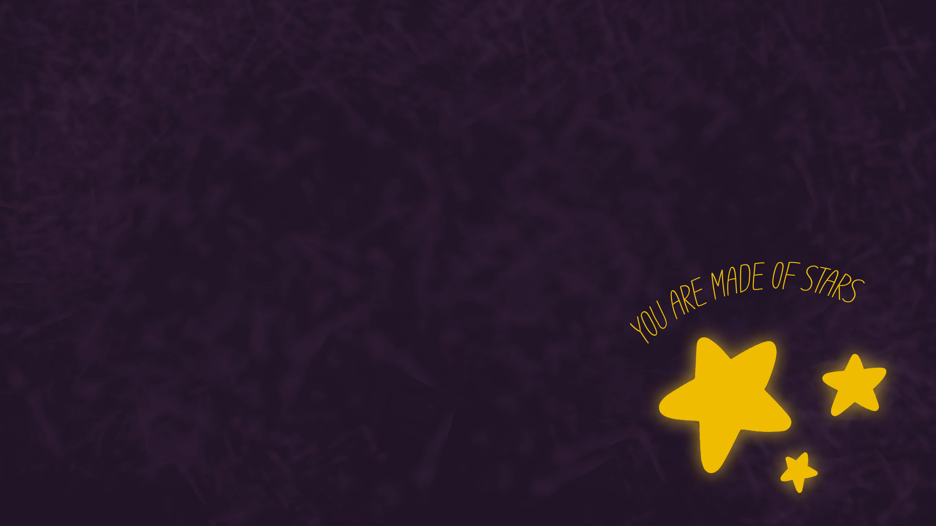 3840 x 2160, dark purple textured background, glowing yellow stars, 4K Desktop Wallpaper