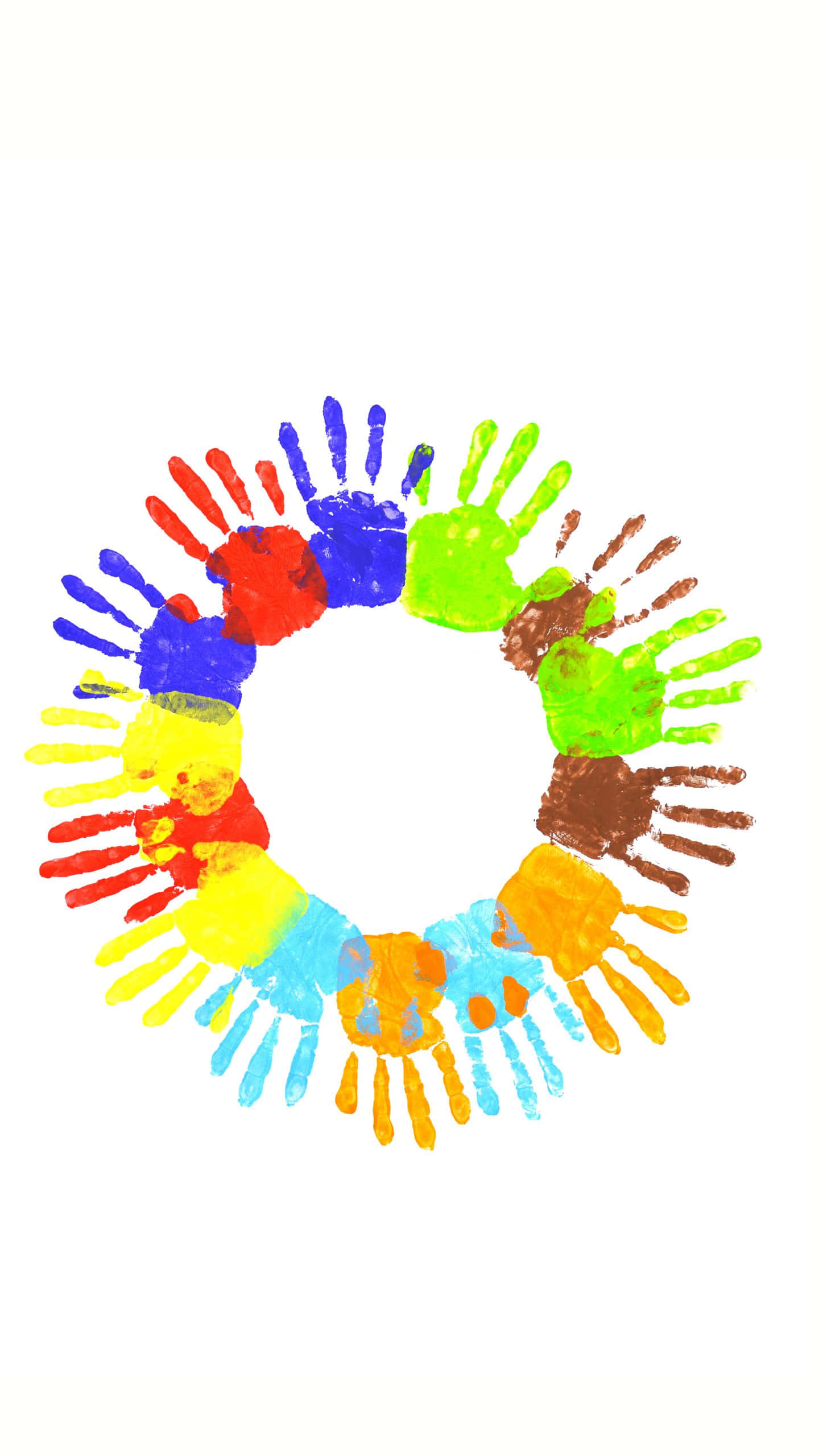 1440x1080, multicolored handprints, circle, 2K Phone Wallpaper