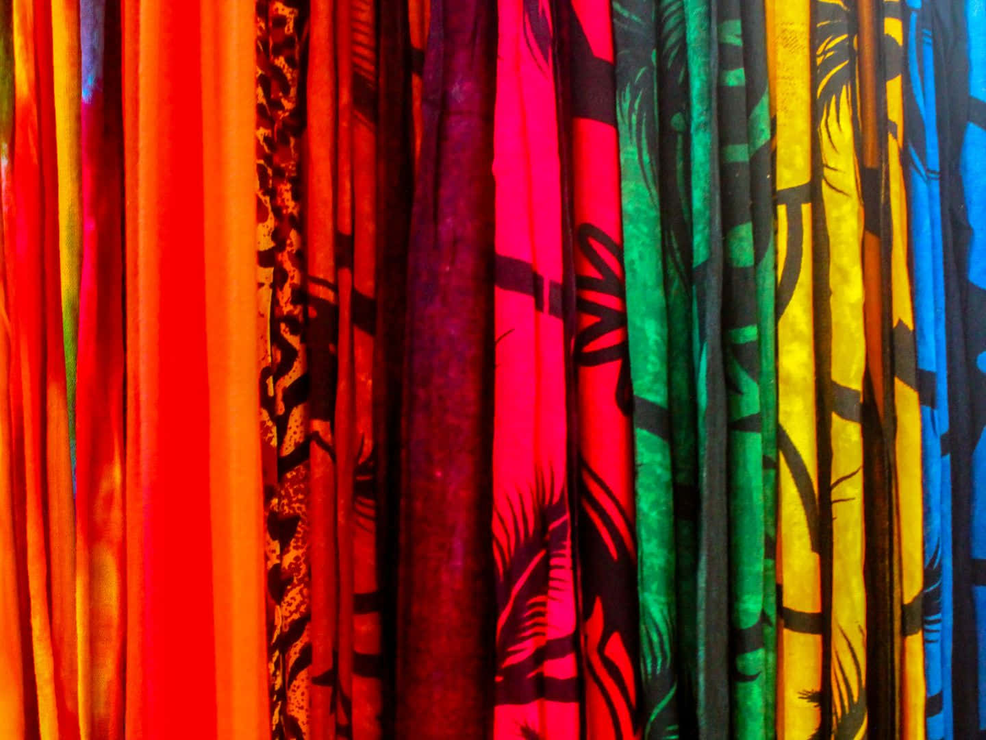 1440x1080, tropical fabrics, red orange green yellow blue, HD Desktop Wallpaper