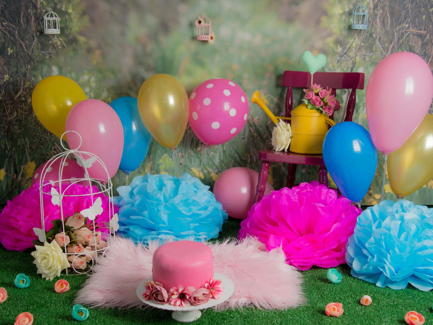 pink, blue, gold, HD Desktop Wallpaper