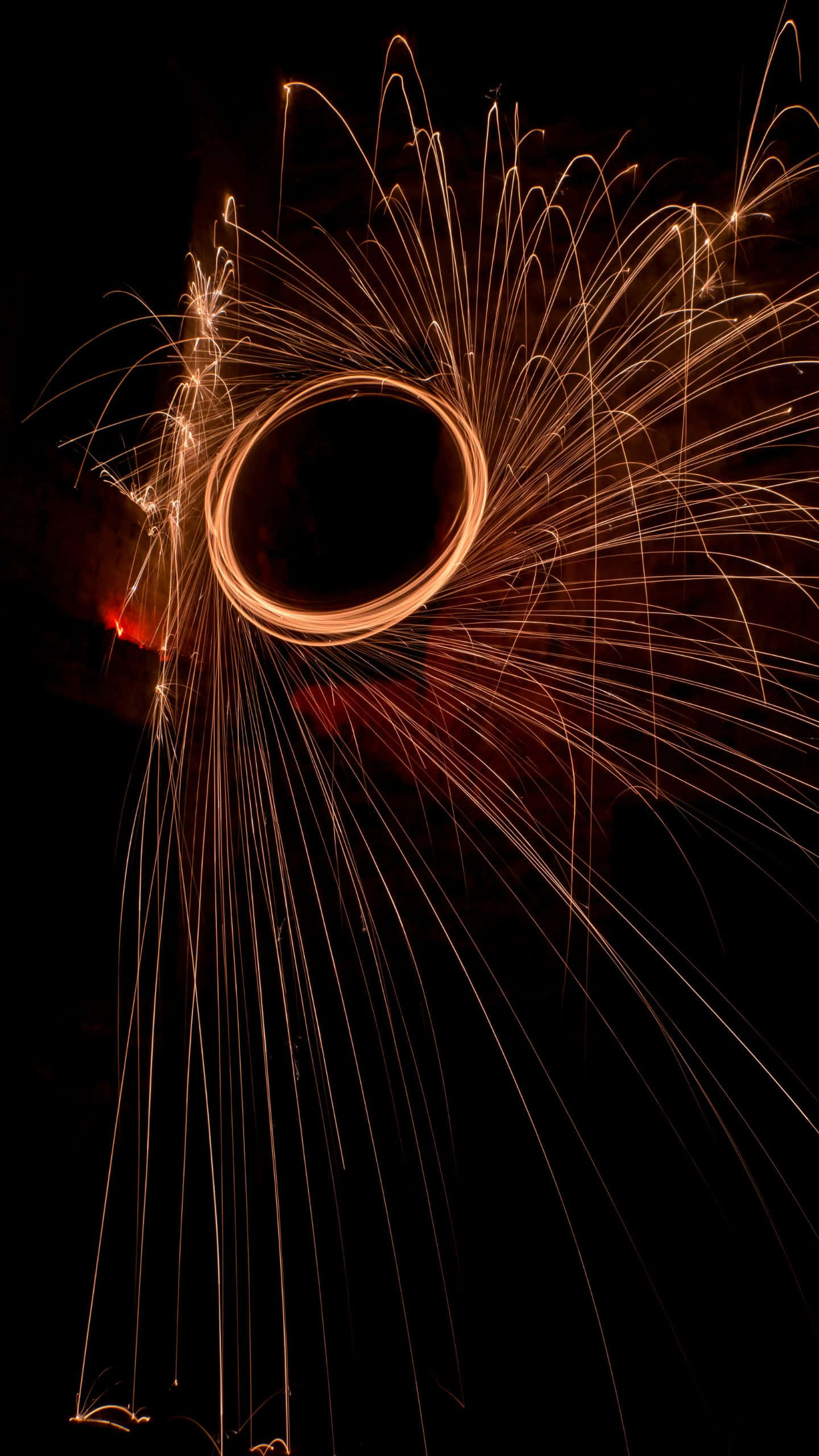 1440x2560, golden sparks, glowing circular loop, 2K Phone Wallpaper
