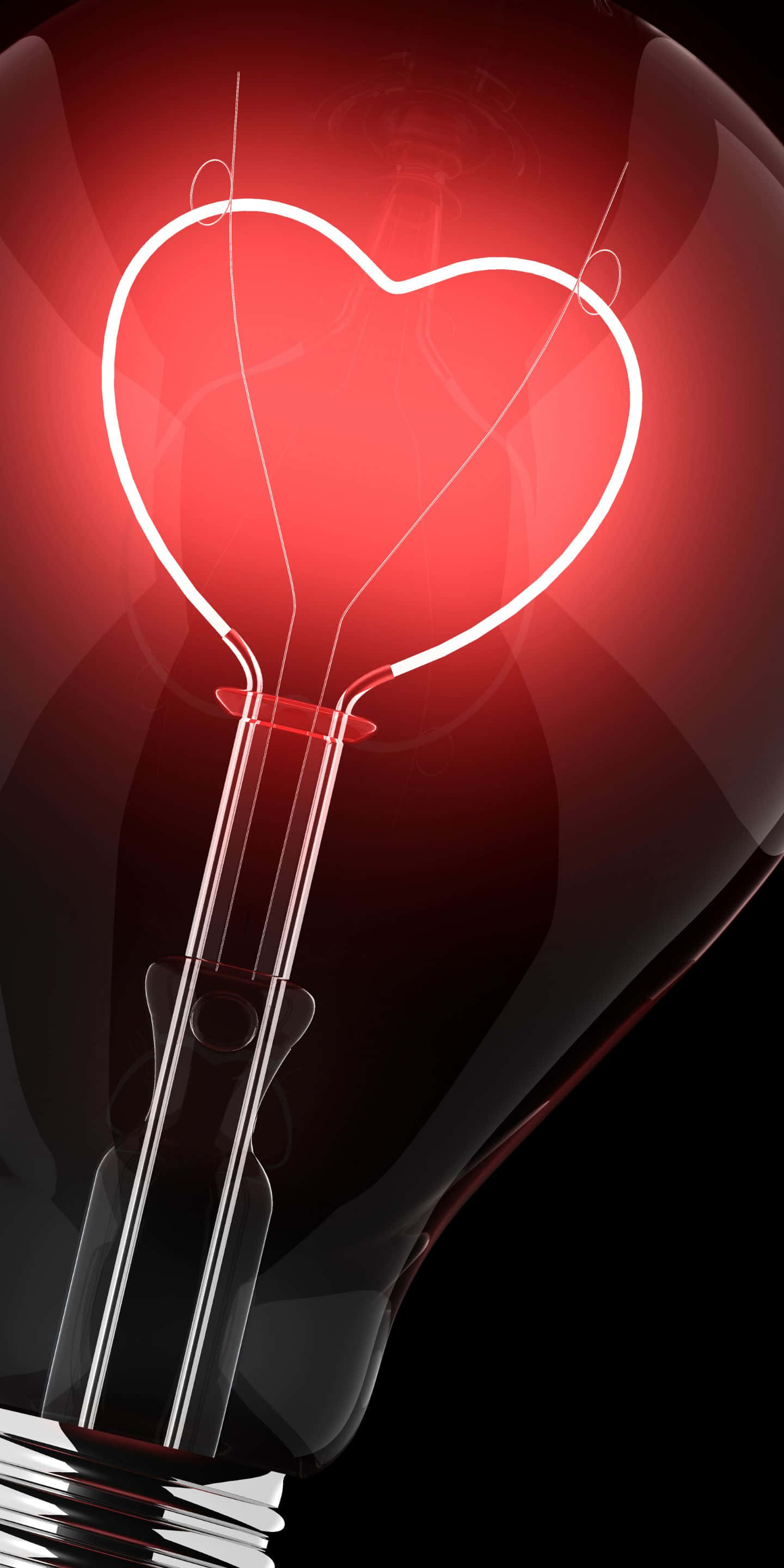 1440x2880, red heart-shaped filament, vintage light bulb, 2K Phone Wallpaper