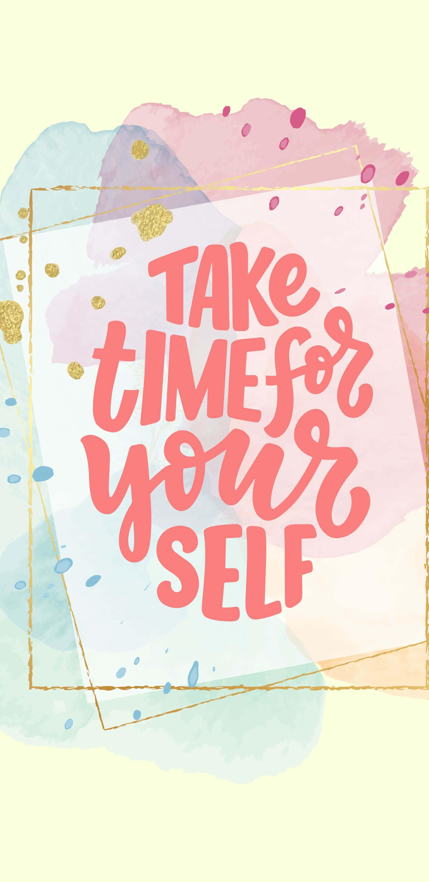 1440x2960, pastel watercolor, gold foil accents, 2K Phone Wallpaper