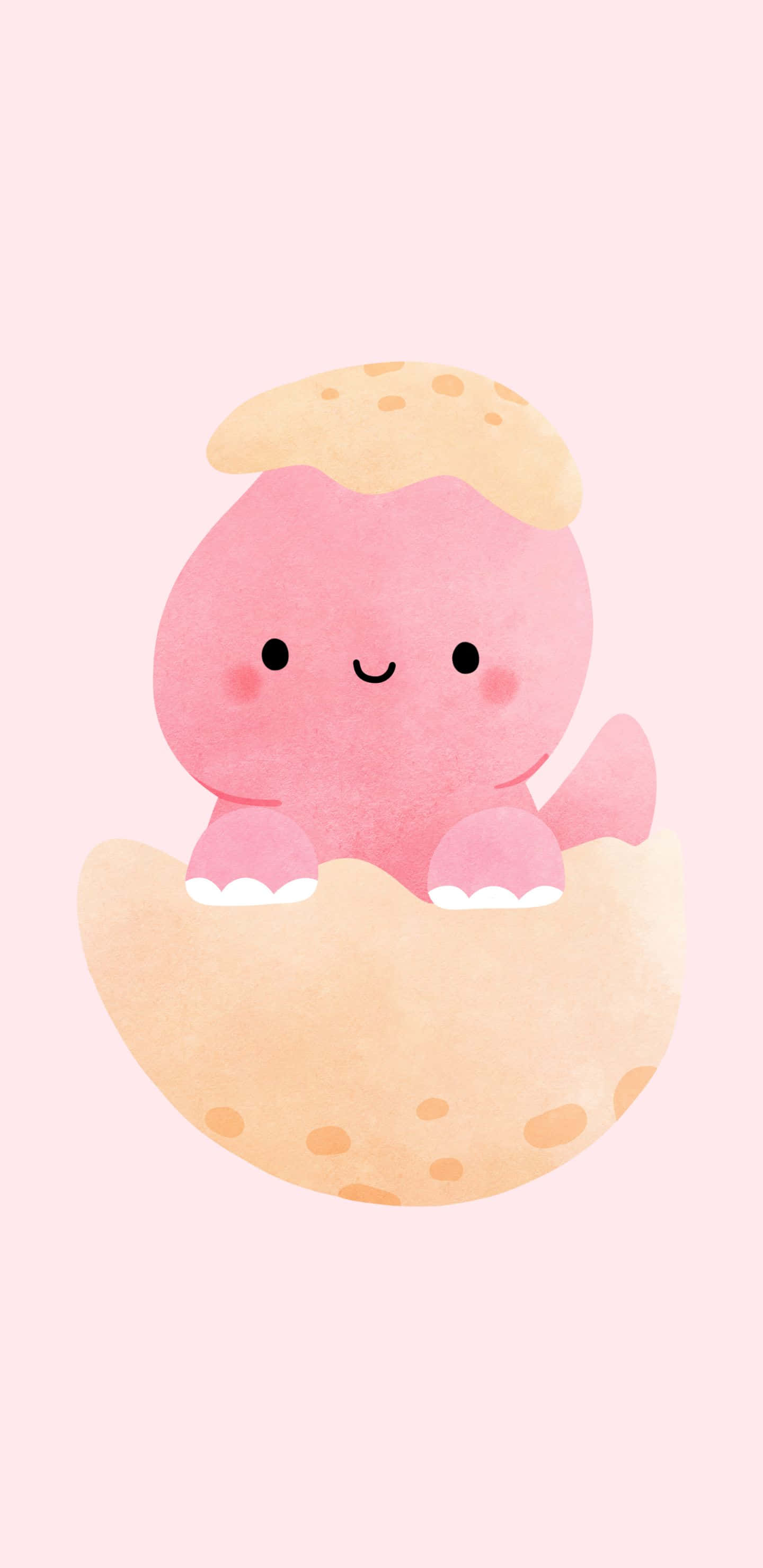 1440x2960, pink cartoon dinosaur hatchling, cracked cookie shell, 2K Phone Wallpaper