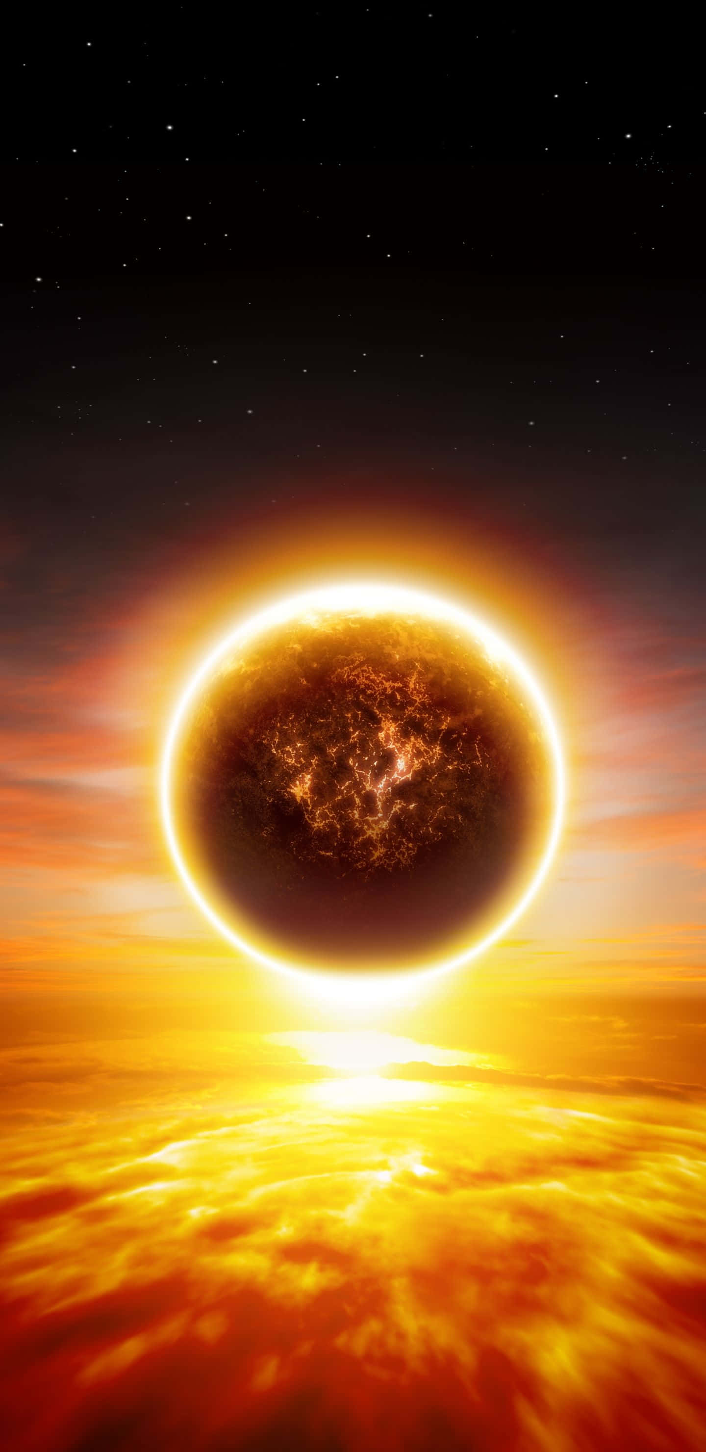 1440x2960, fiery sun, glowing corona, 2K Phone Wallpaper