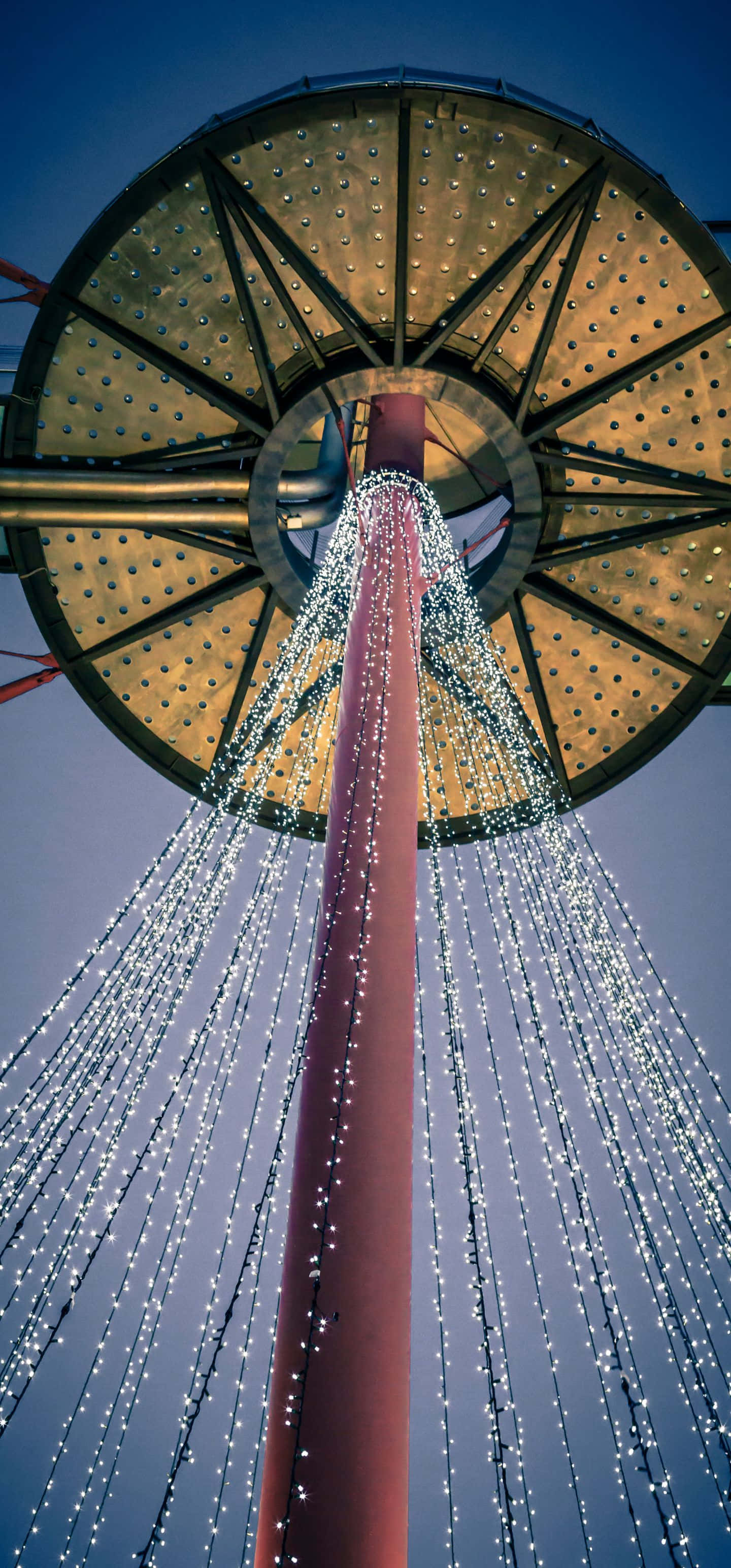 1440x3088, pink pole, circular metal structure, 2K Phone Wallpaper