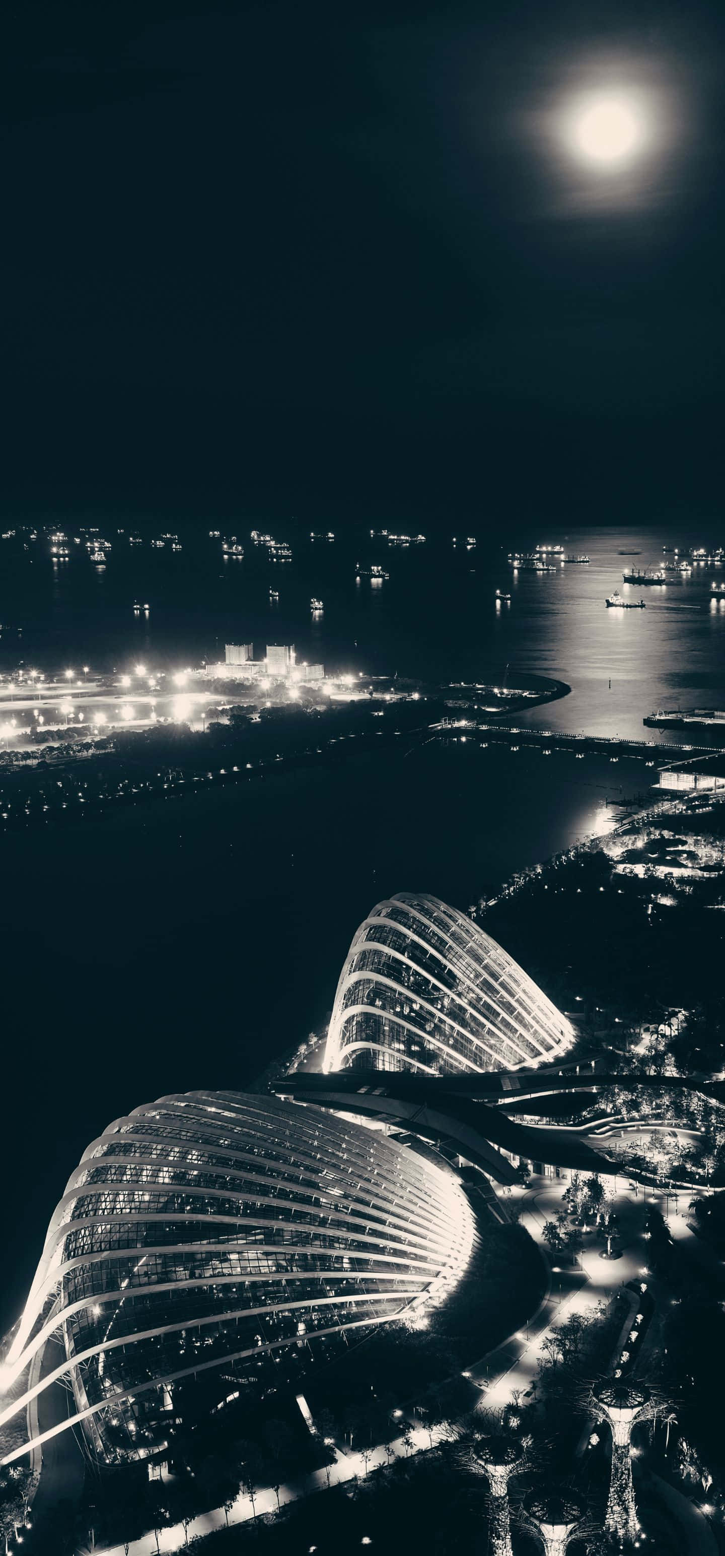 1440x3088, futuristic domed structures, water, 2K Phone Wallpaper