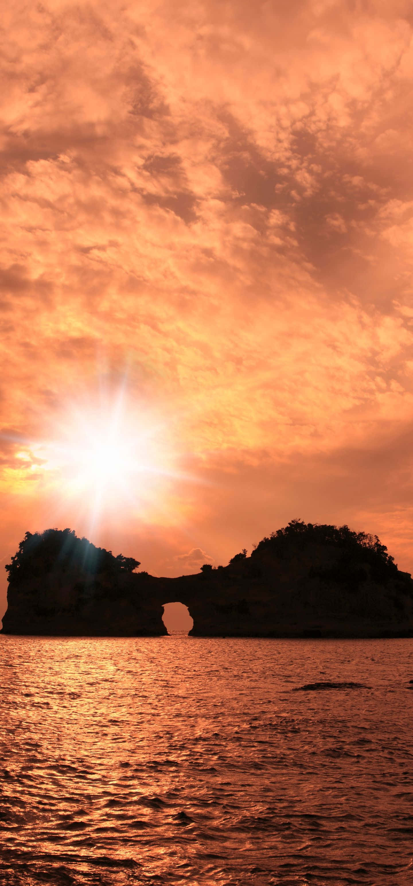 1440x3088, sunset, fiery orange light, 2K Phone Wallpaper
