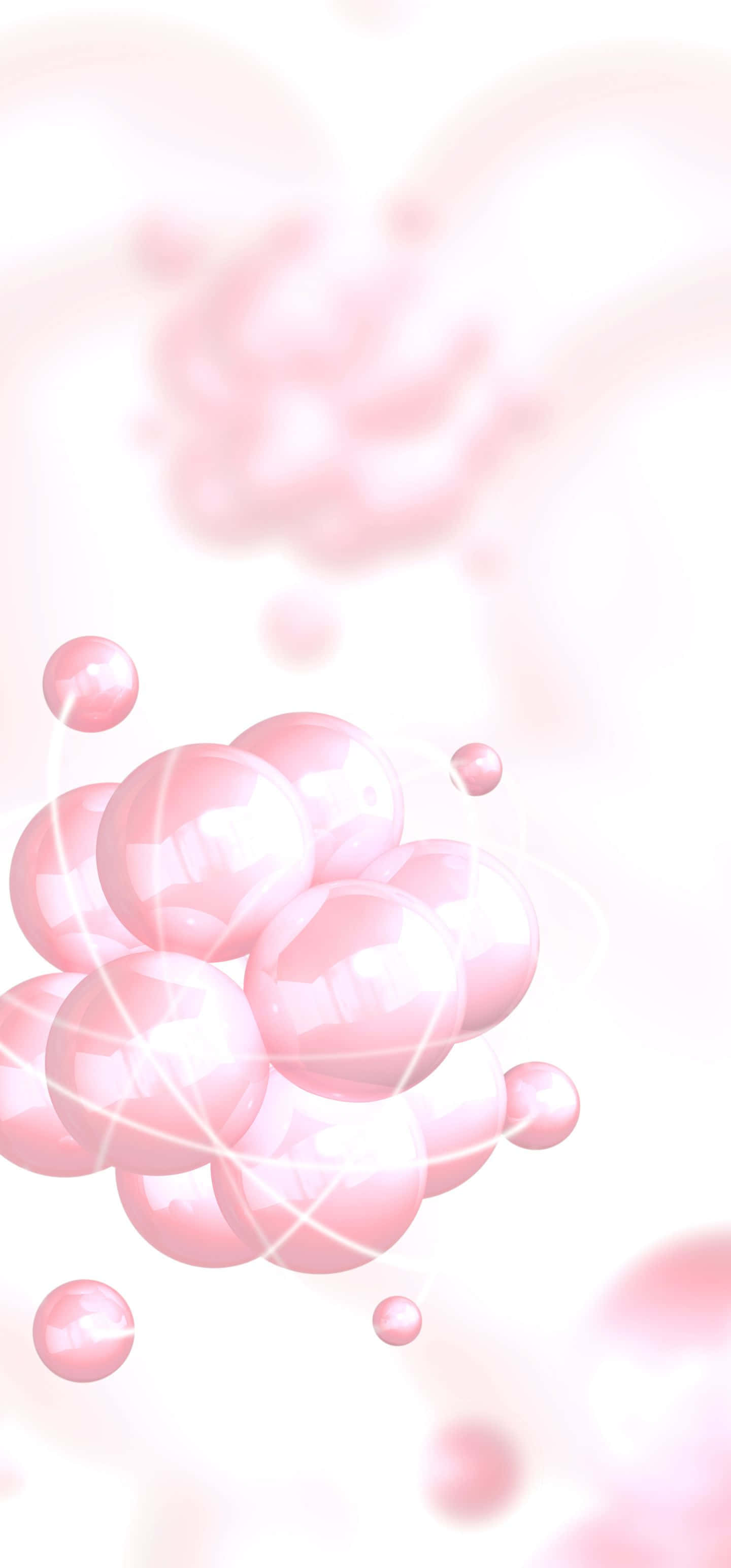 1440x3088, glossy pink spheres, soft blurred pink and white background, 2K Phone Wallpaper