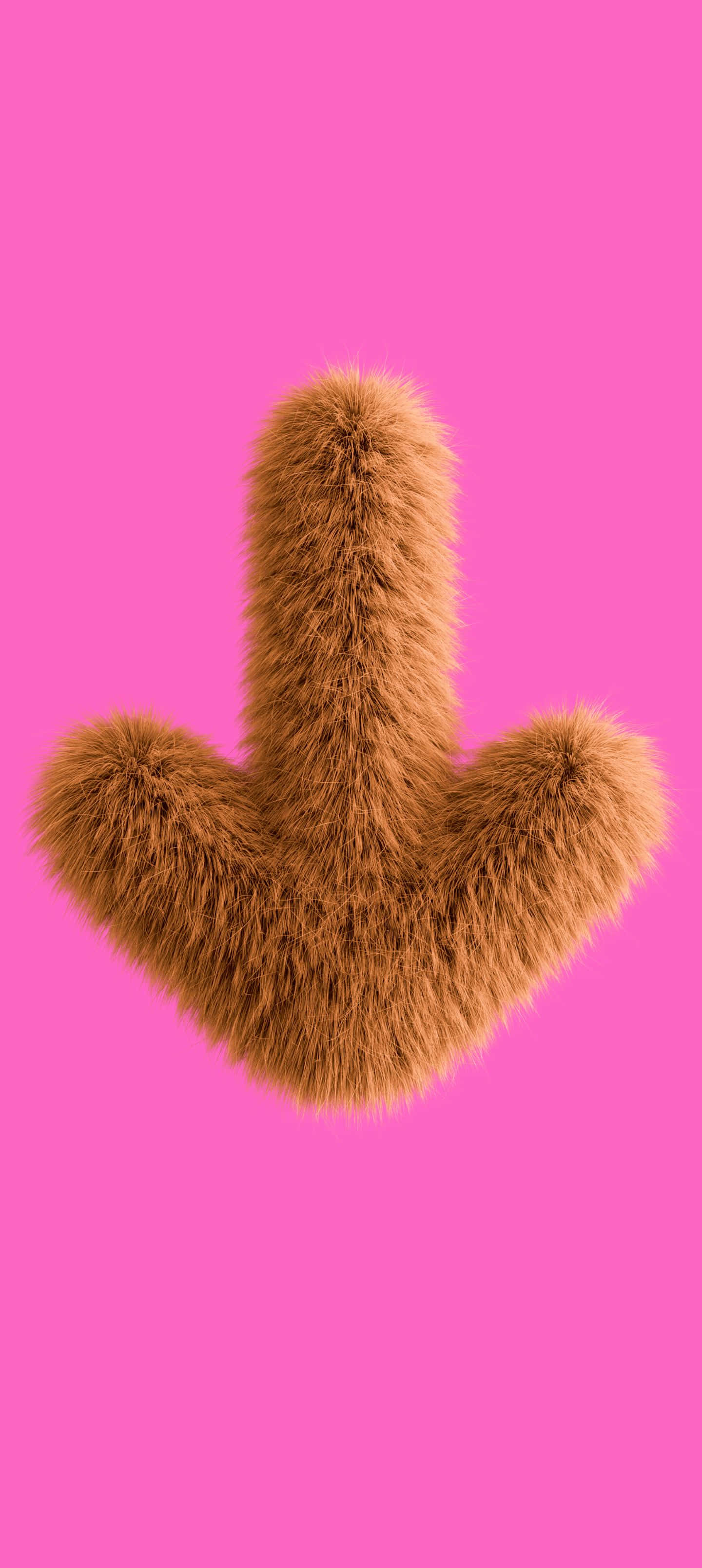 1440x3216, vibrant pink background, fluffy brown arrow, 2K Phone Wallpaper