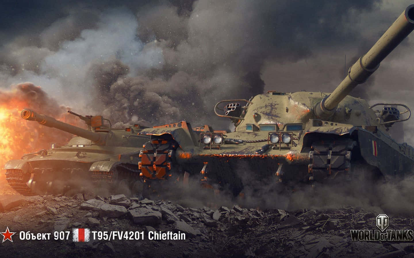1440x900 tanks, battle-scarred tanks, smoke, HD Desktop Wallpaper