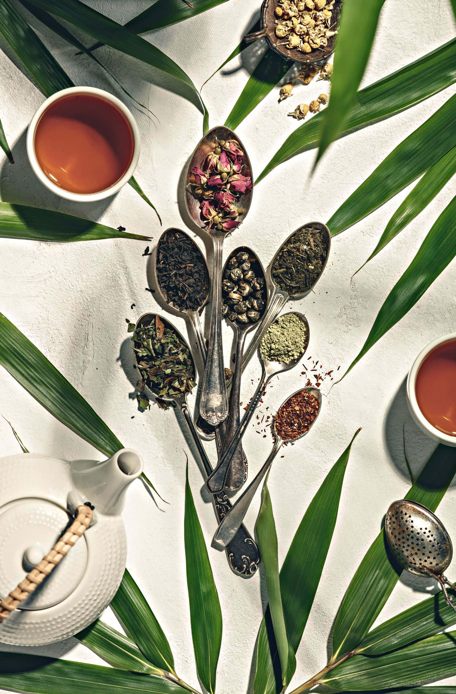 1488x2266, tea spoons, tea leaves, Full HD Phone Wallpaper
