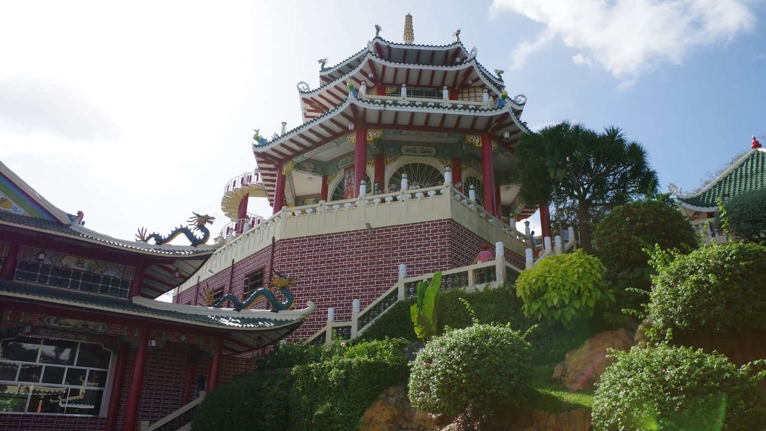 1536x864, traditional Chinese temple, red pillars, HD Desktop Wallpaper