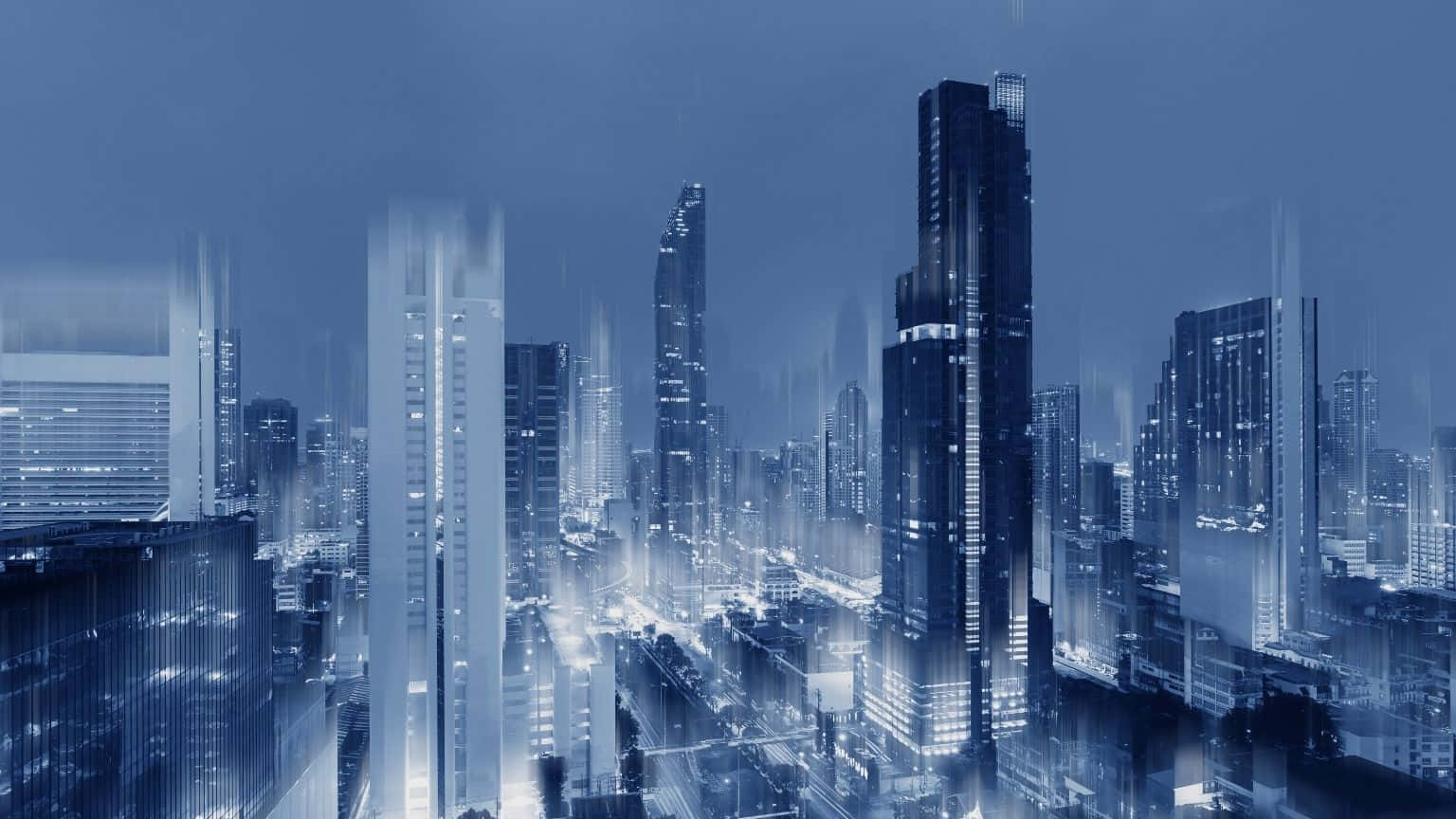 1536x864, futuristic cityscape, night, HD Desktop Wallpaper