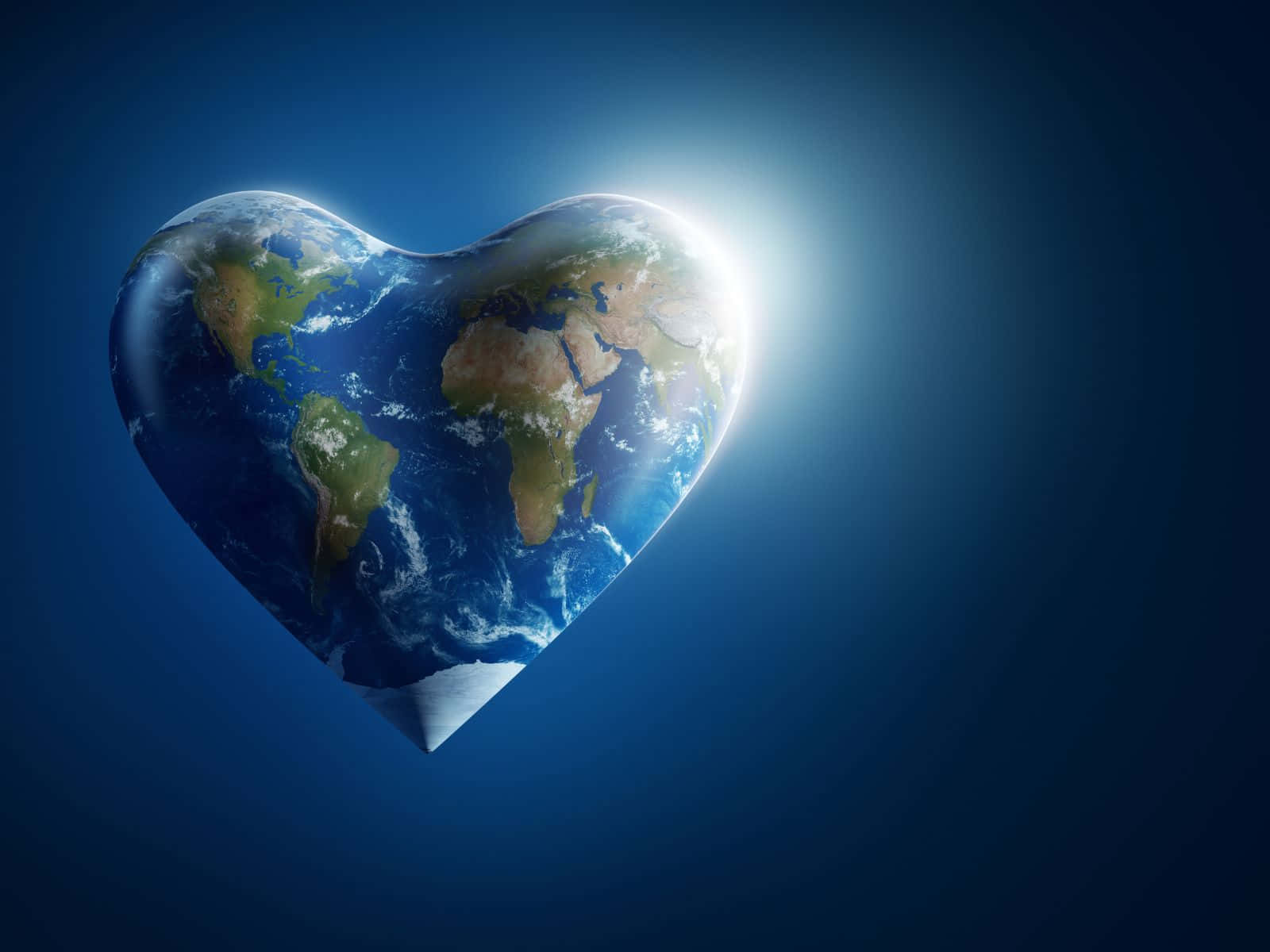Blue Waterfall Wallpaper, heart-shaped Earth, sunlight, HD Desktop Wallpaper
