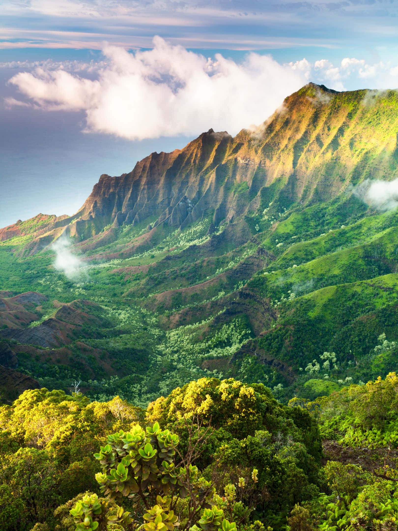 1620x2160, lush green mountains, clouds, Full HD Phone Wallpaper