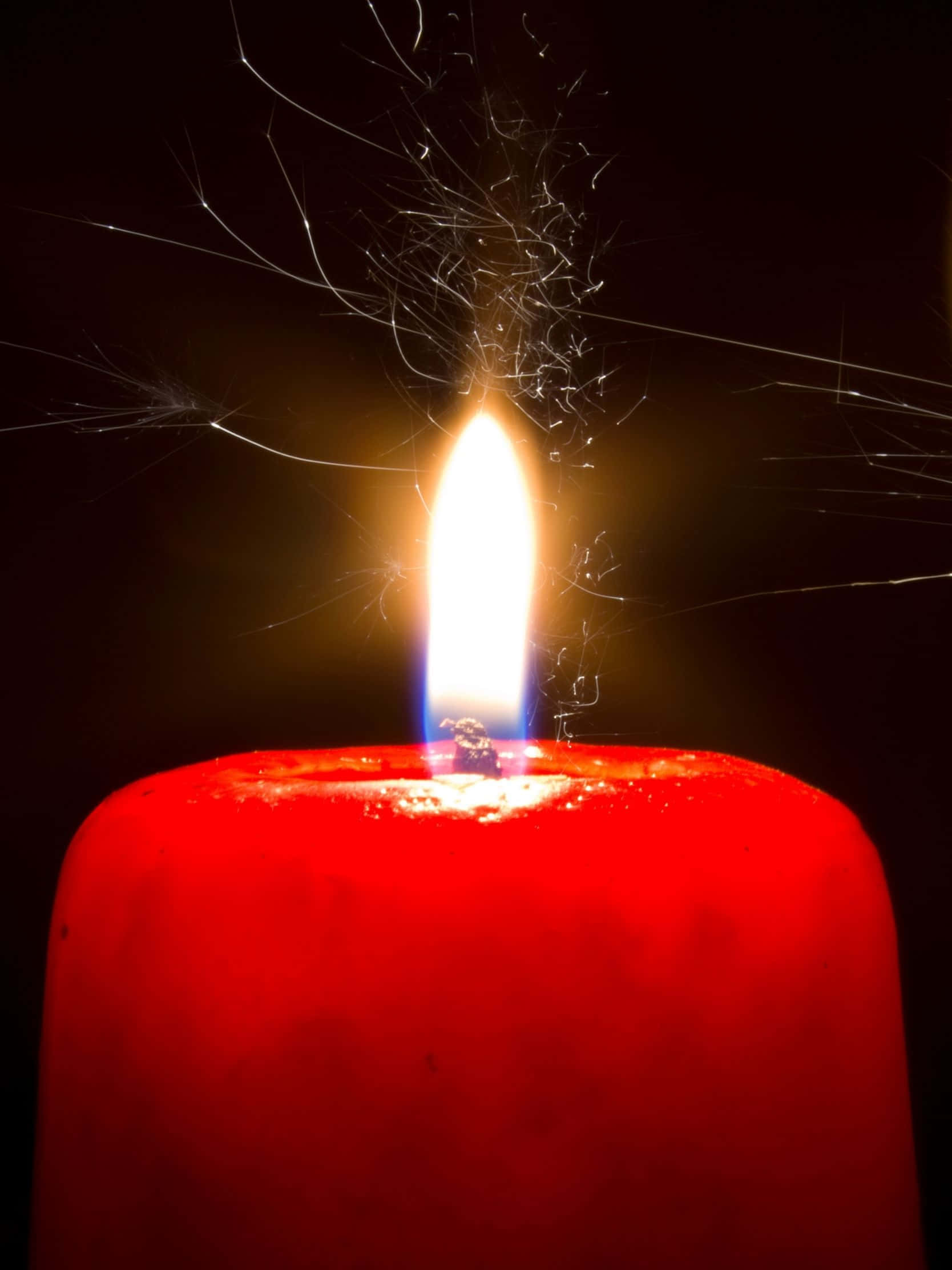 red candle, fire, black background, Full HD Phone Wallpaper