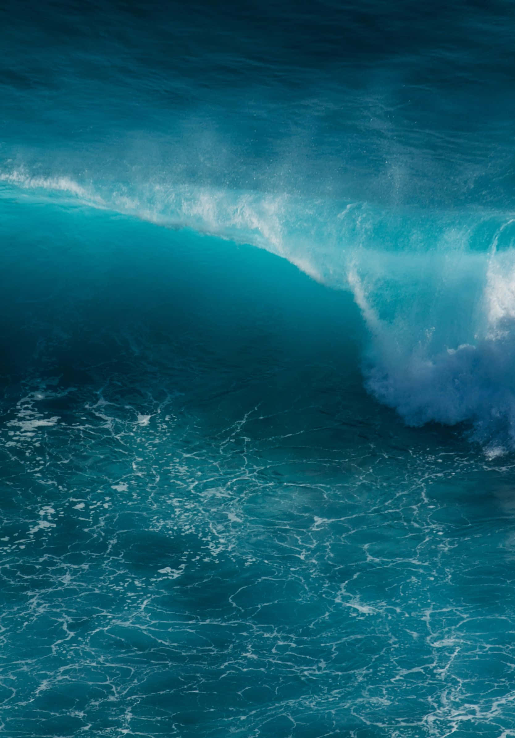 turquoise ocean wave, frothy white spray, deep blue water, Full HD Phone Wallpaper