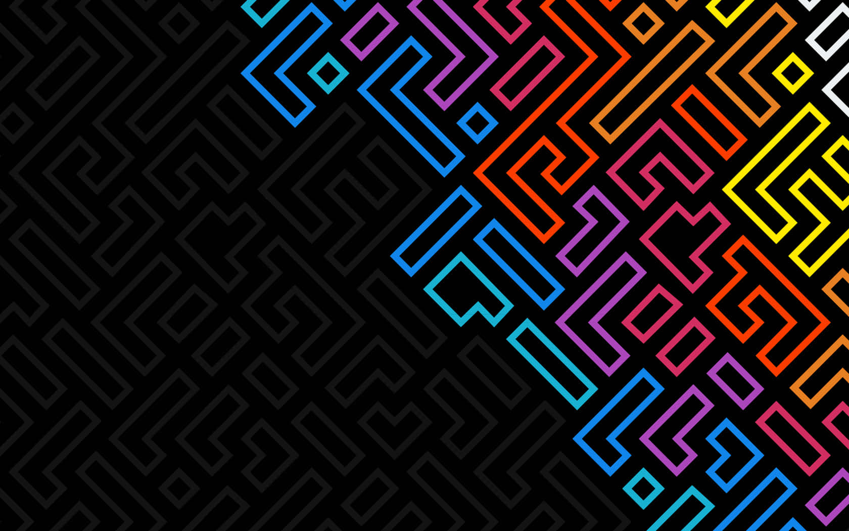 1680x1050, rainbow hues, geometric maze pattern, HD Desktop Wallpaper