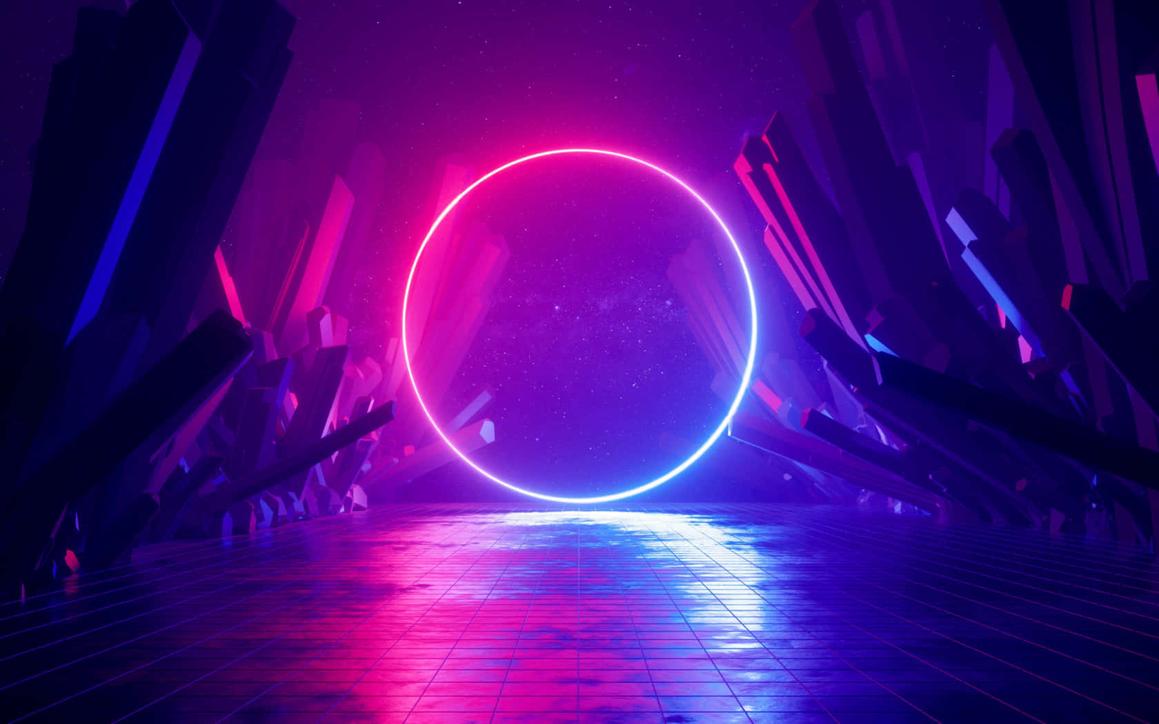 1680x1050, neon circle, futuristic cavern, HD Desktop Wallpaper