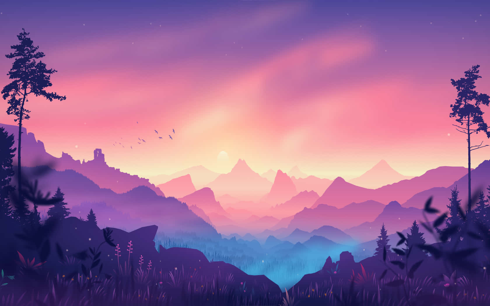 1680x1050, mountain landscape, twilight, HD Desktop Wallpaper