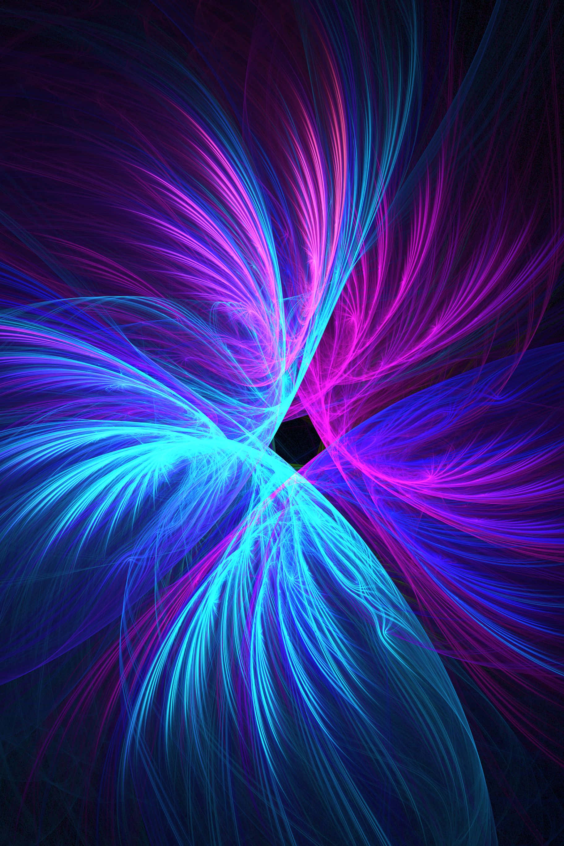 neon blue, magenta, fractal tendrils, 2K Phone Wallpaper