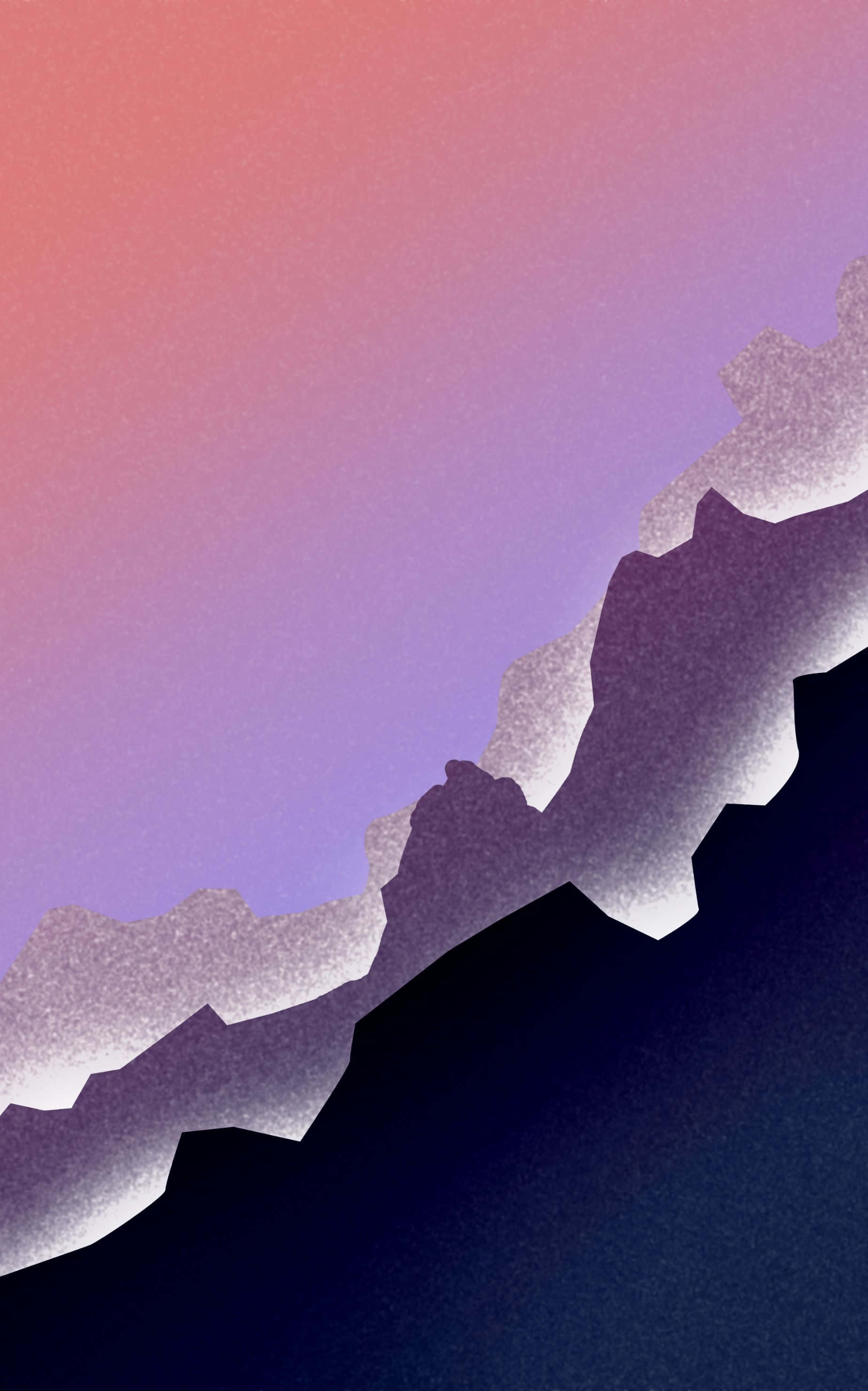pink cherry blossoms, mountain range silhouette, gradient pink to purple sky, 2K Phone Wallpaper