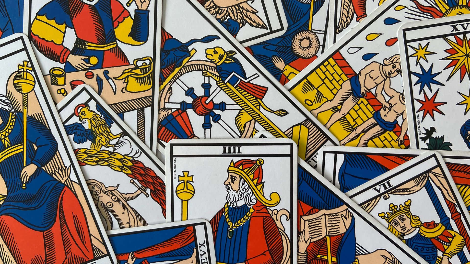 1920 X 1080 Abstract, tarot cards, red, Full HD Desktop Wallpaper