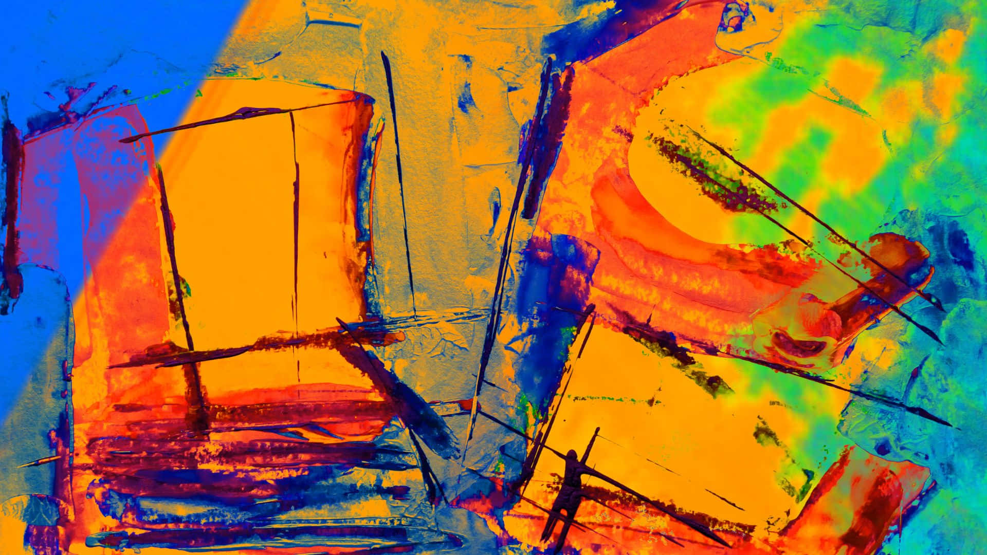 1920 x 1080 abstract, orange, blue, Full HD Desktop Wallpaper