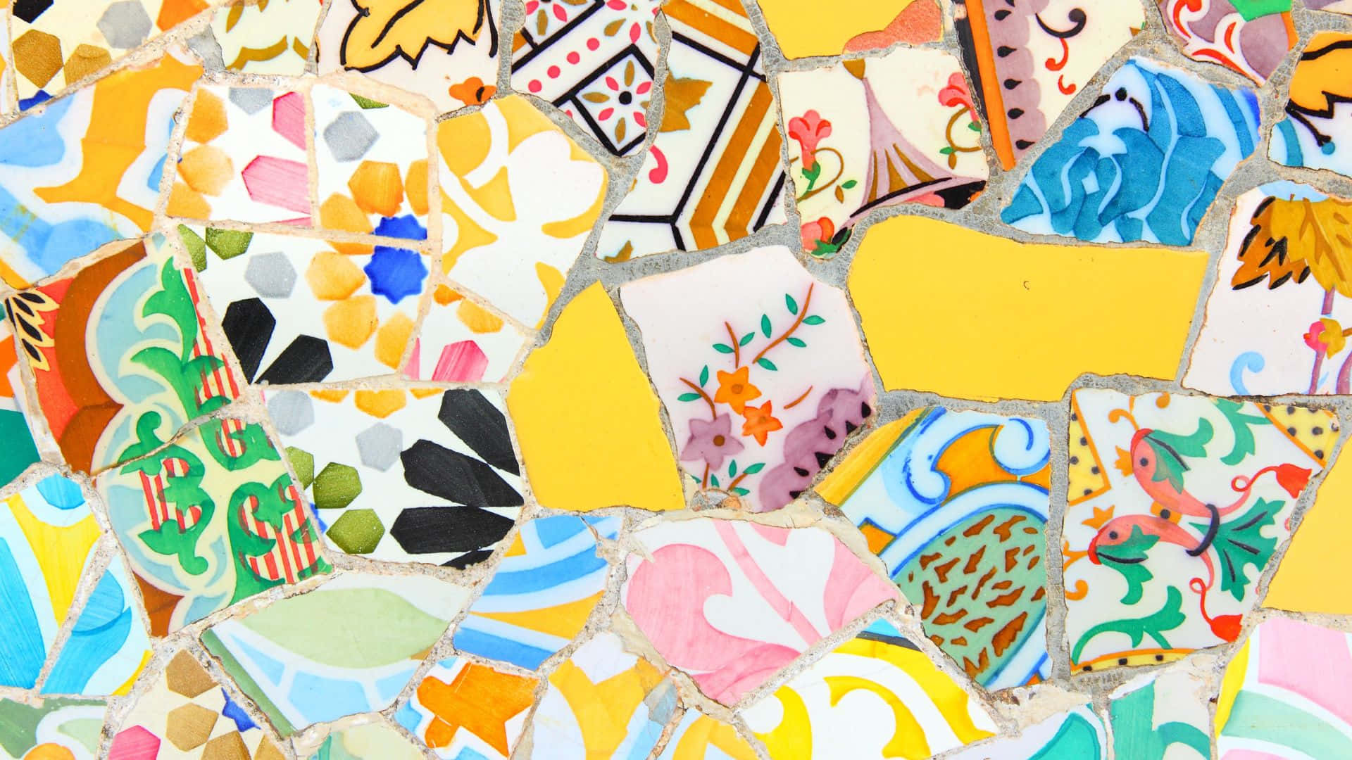 colorful mosaic, ceramic tiles, floral patterns, Full HD Desktop Wallpaper