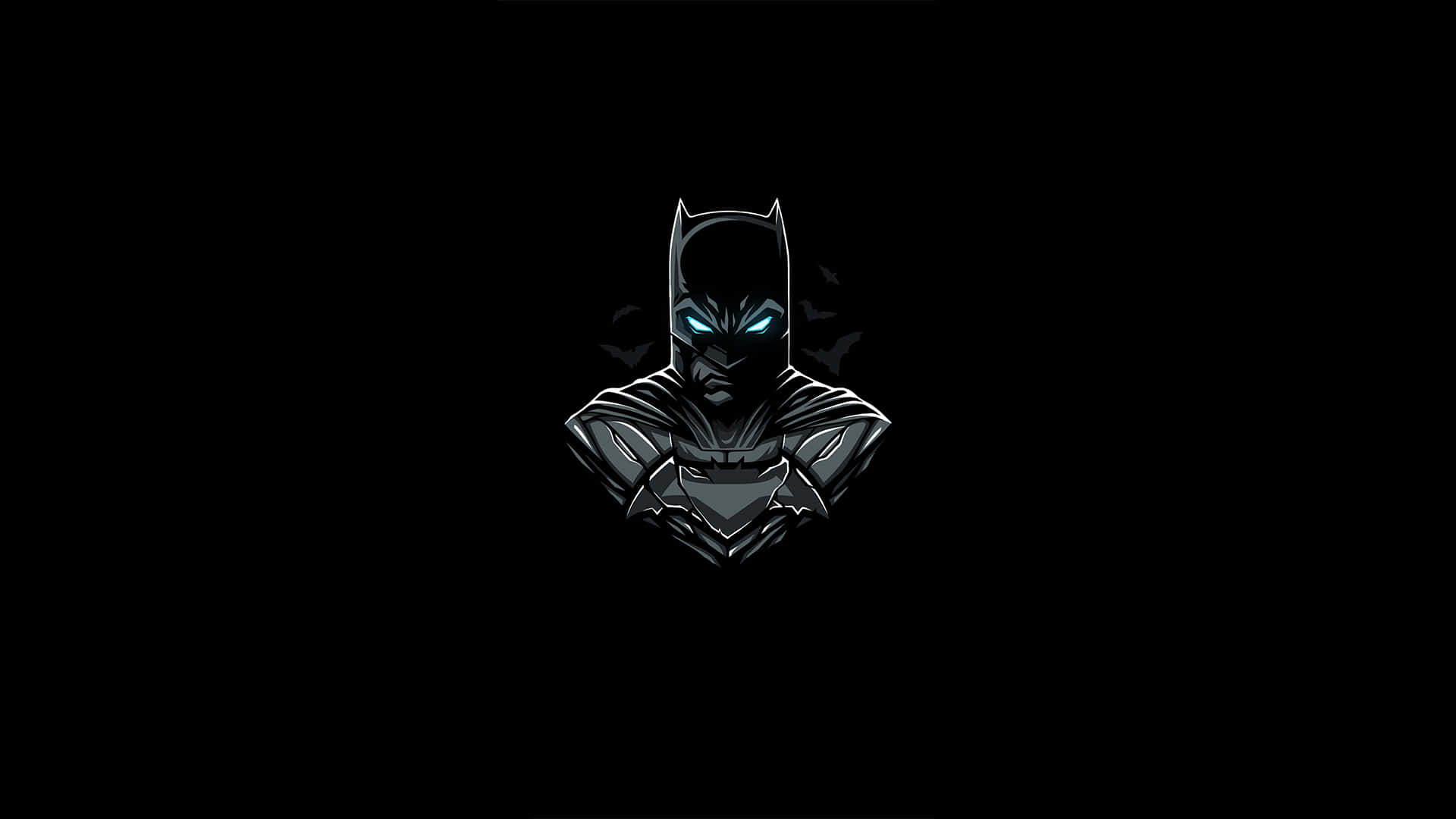 Batman, full costume, glowing blue eyes, Full HD Desktop Wallpaper