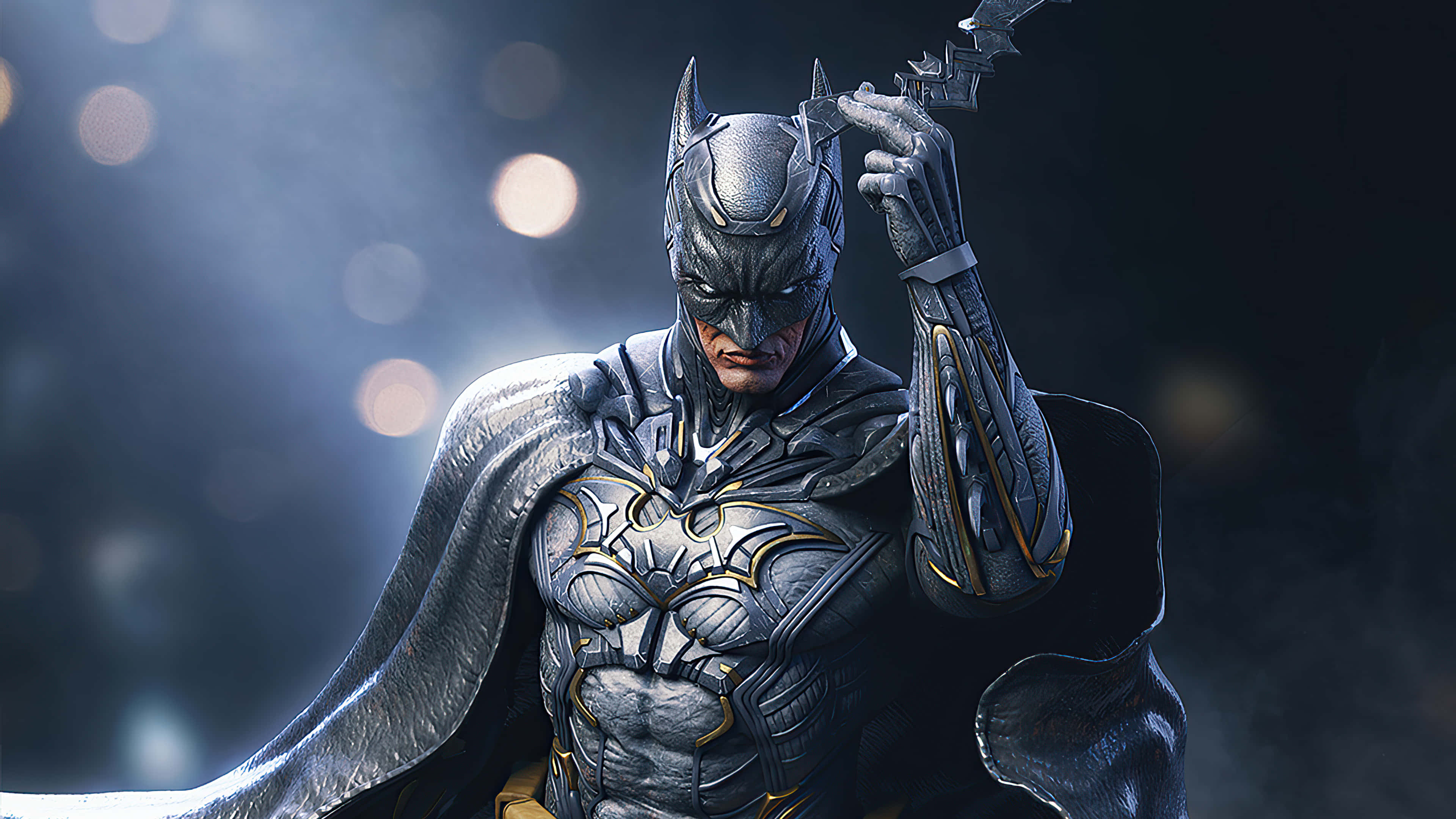 Batman, armored suit, batarang, 4K Desktop Wallpaper