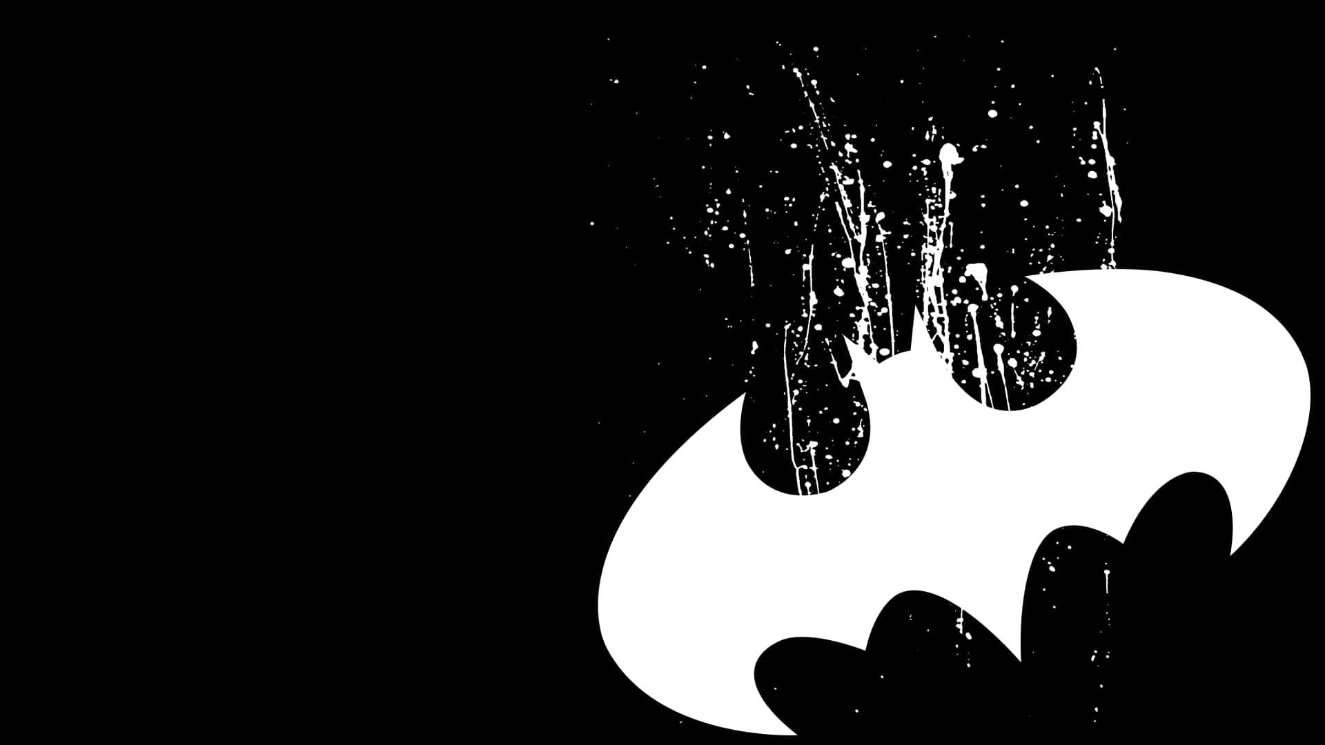Batman, stark white Batman logo, paint splattered, Full HD Desktop Wallpaper
