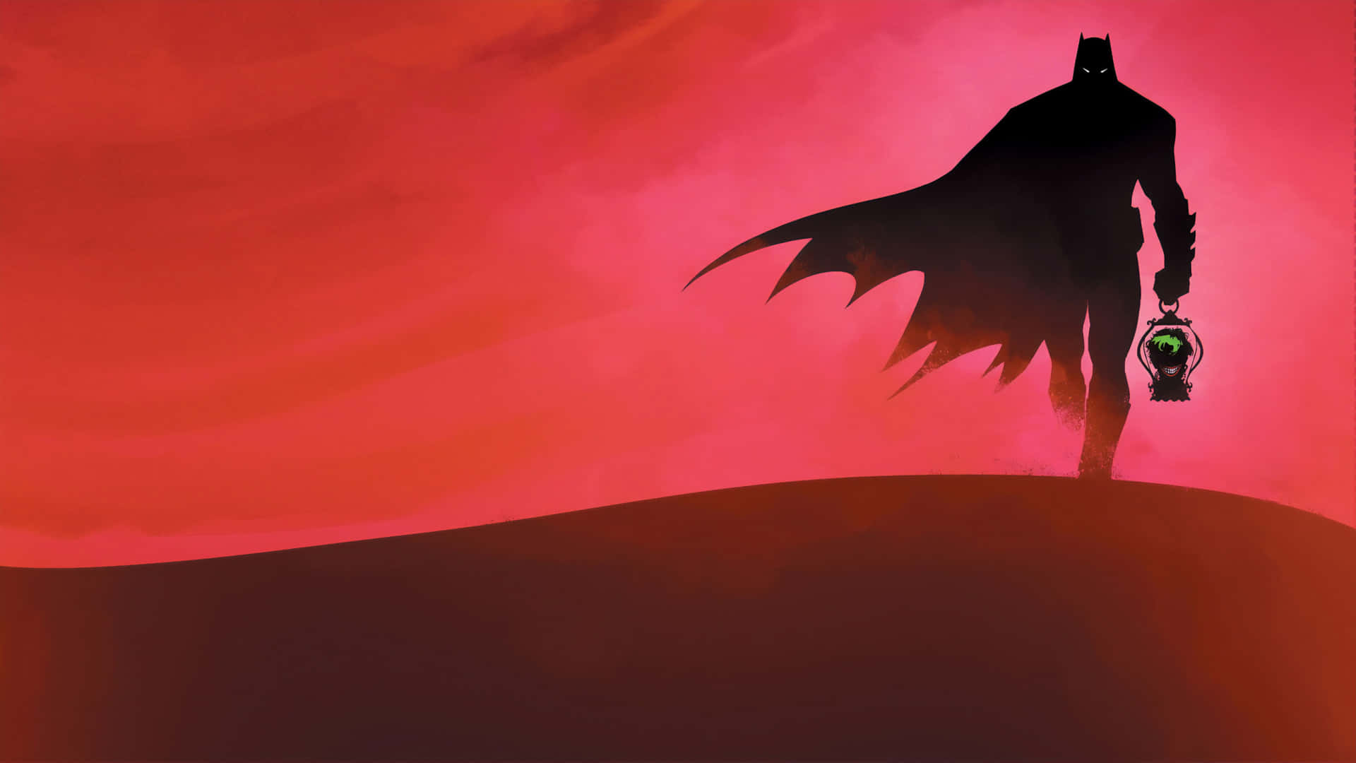 Batman, silhouette, glowing lantern, Full HD Desktop Wallpaper