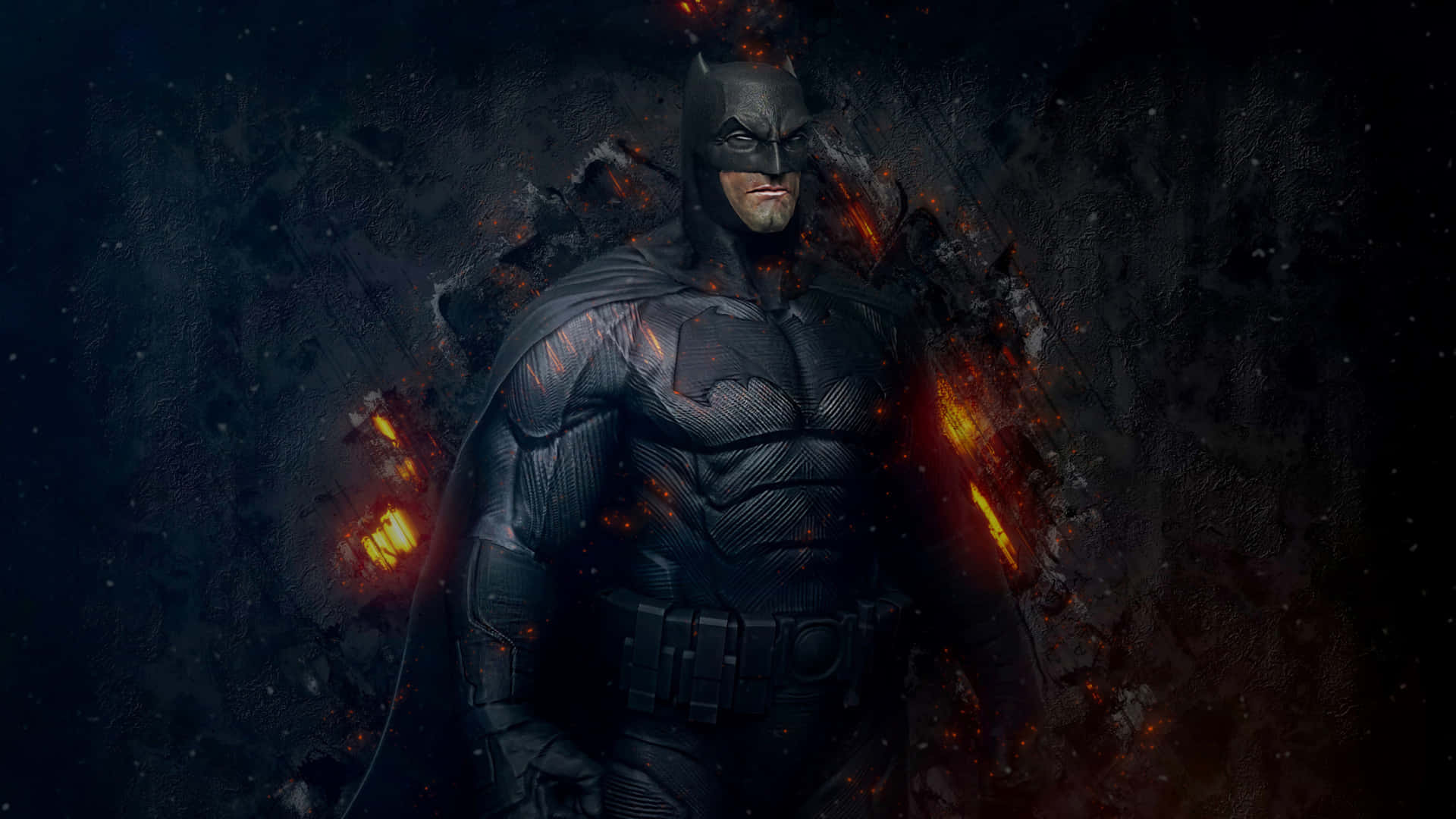 Batman, vibrant blue, glowing embers, Full HD Desktop Wallpaper