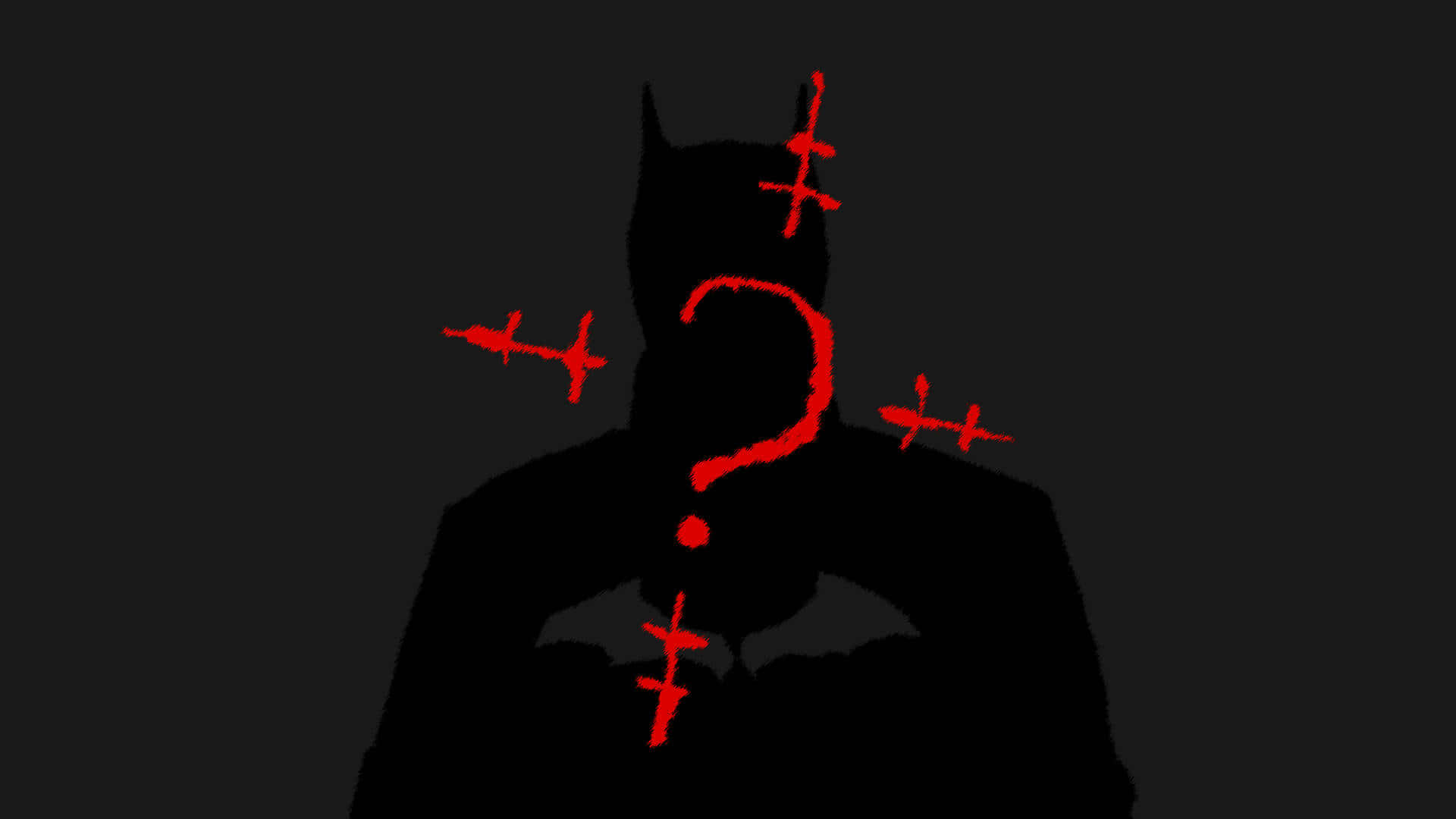 Batman, red question mark, crosses, Full HD Desktop Wallpaper