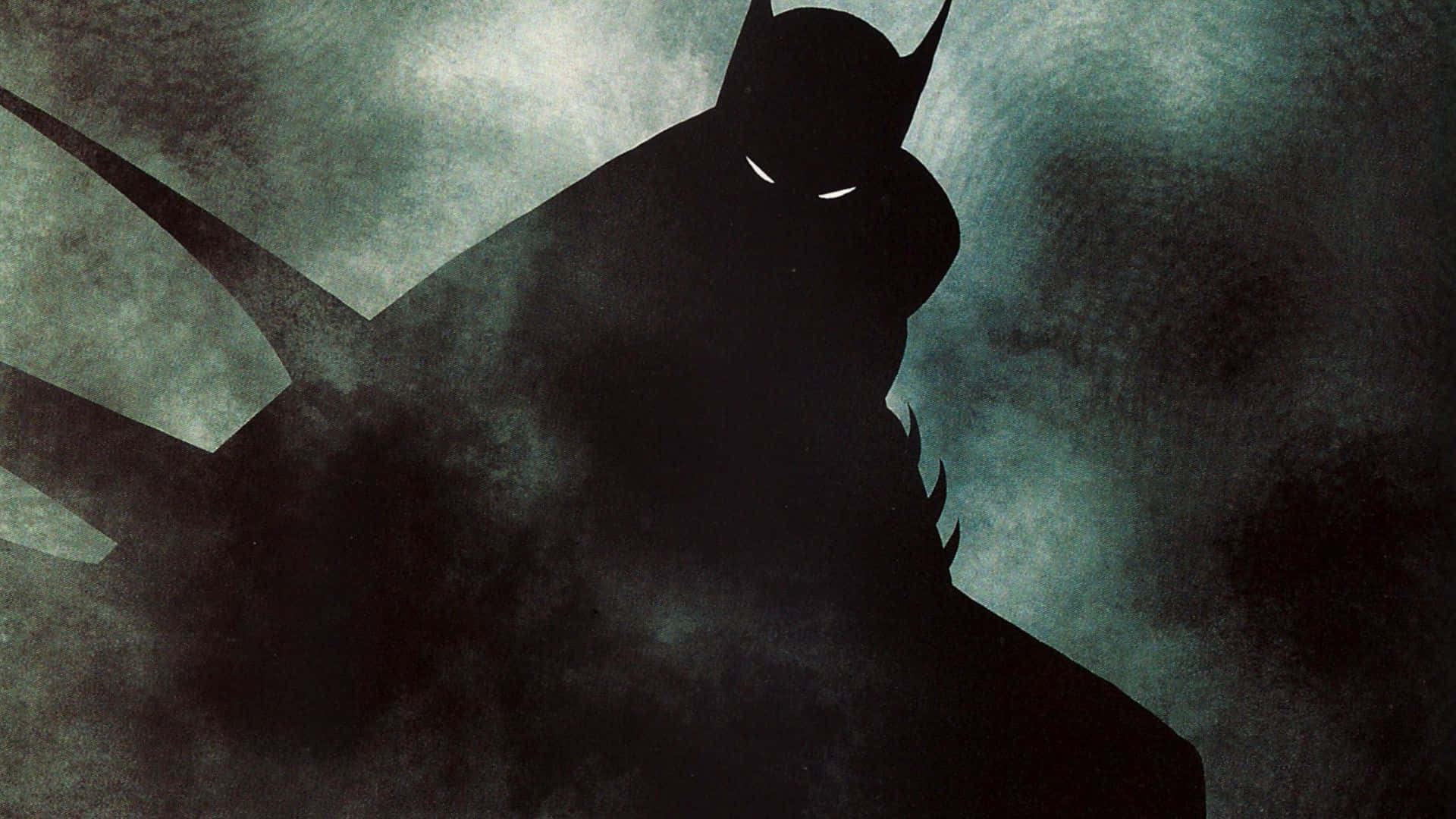 Batman, silhouette, teal and gray textured background, Full HD Desktop Wallpaper