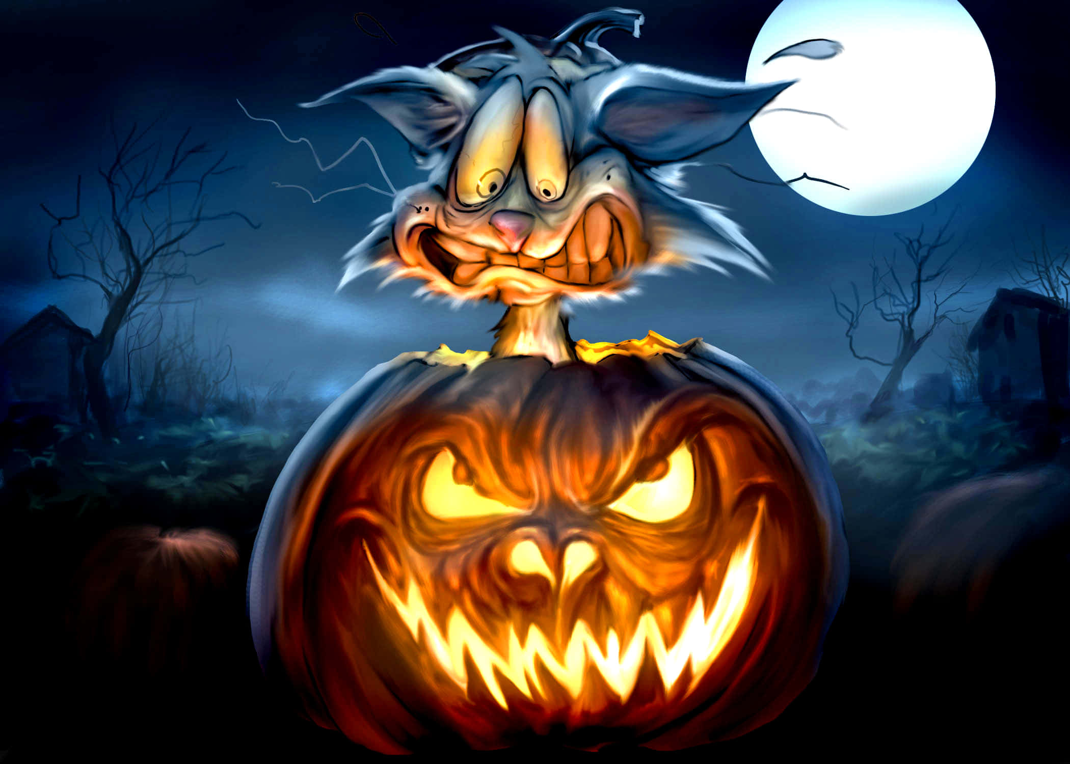1920 x 1080 halloween, orange pumpkin, carved scarecrow, Full HD Desktop Wallpaper