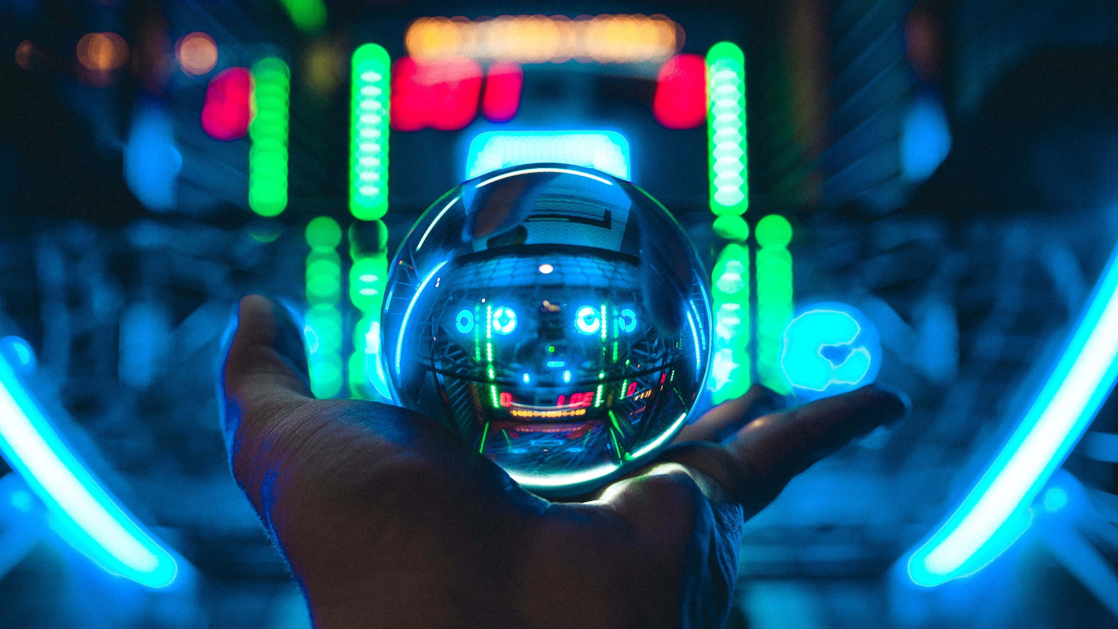 1920 x 1080 hd gaming, glowing ball, neon lights, 4K Desktop Wallpaper