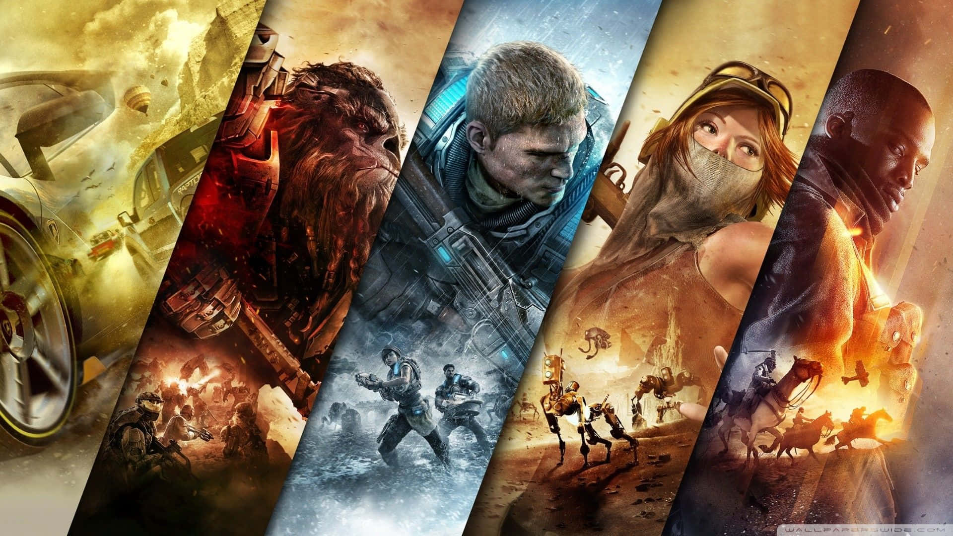 1920 X 1080 HD Gaming, gaming characters, fiery explosions, Full HD Desktop Wallpaper