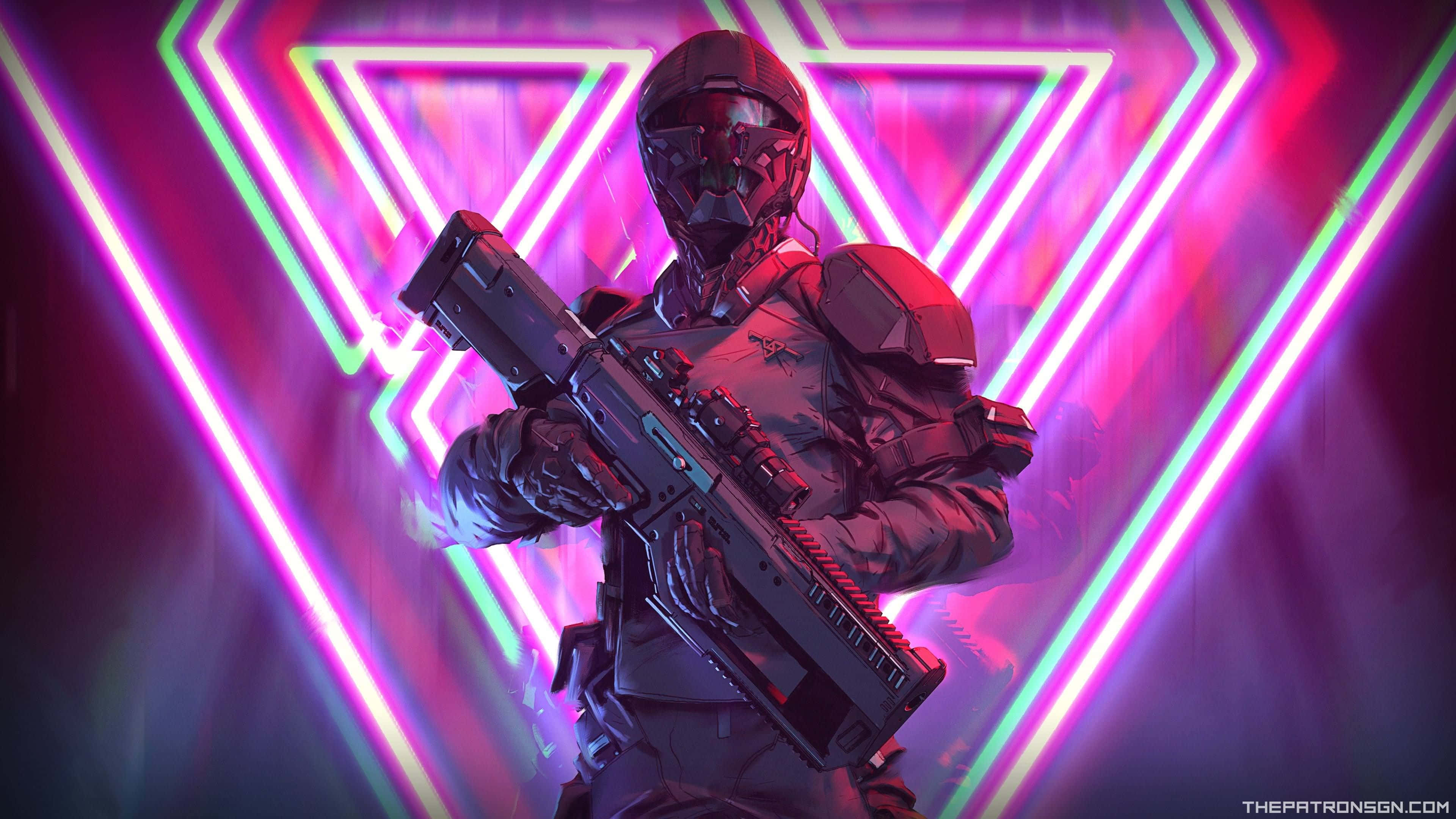 1920 x 1080 hd gaming, neon triangle backdrop, pink and green lights, 4K Desktop Wallpaper