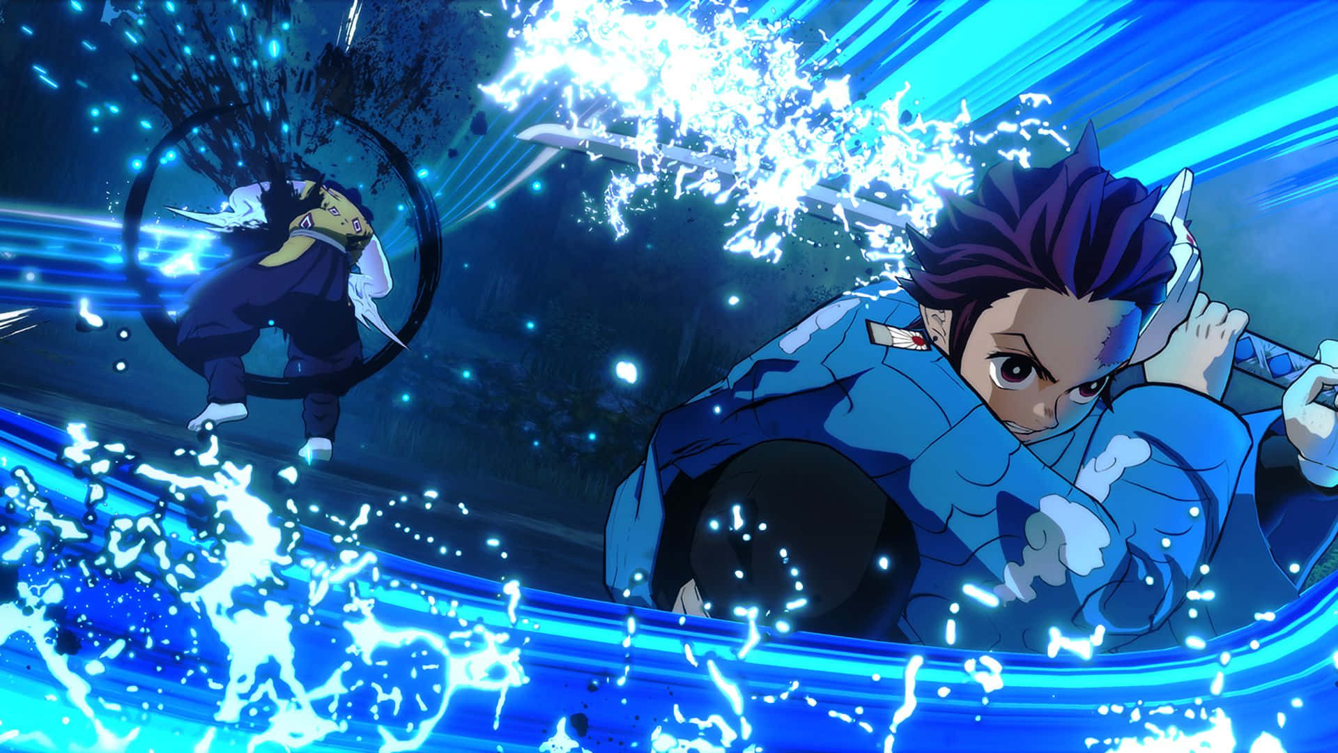 blue anime character, sword, anime warriors, Full HD Desktop Wallpaper