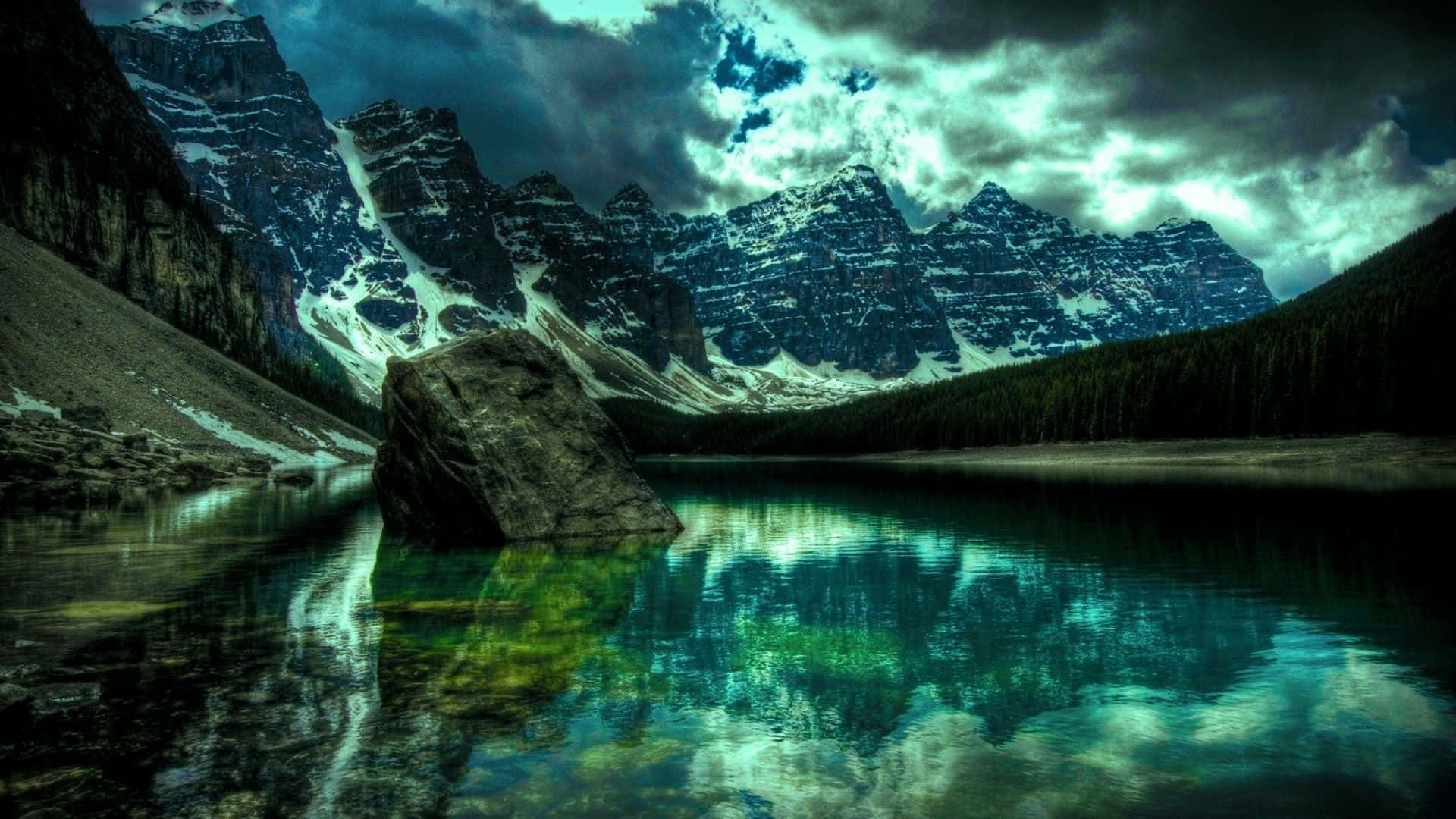 1920 x 1080 hd, mountain lake, snow-capped peaks, Full HD Desktop Wallpaper